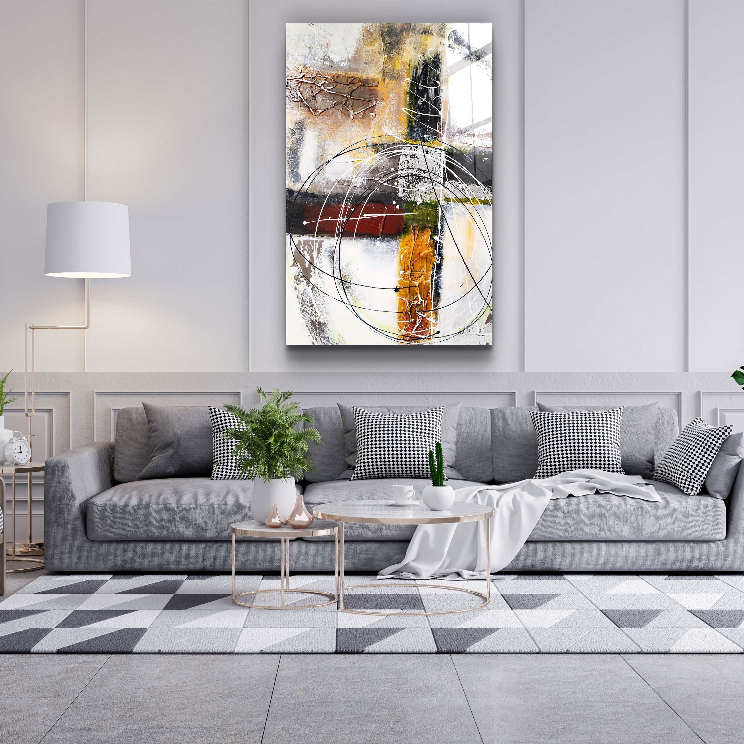 ・"Abstract Oil Painting V2"・Glass Wall Art