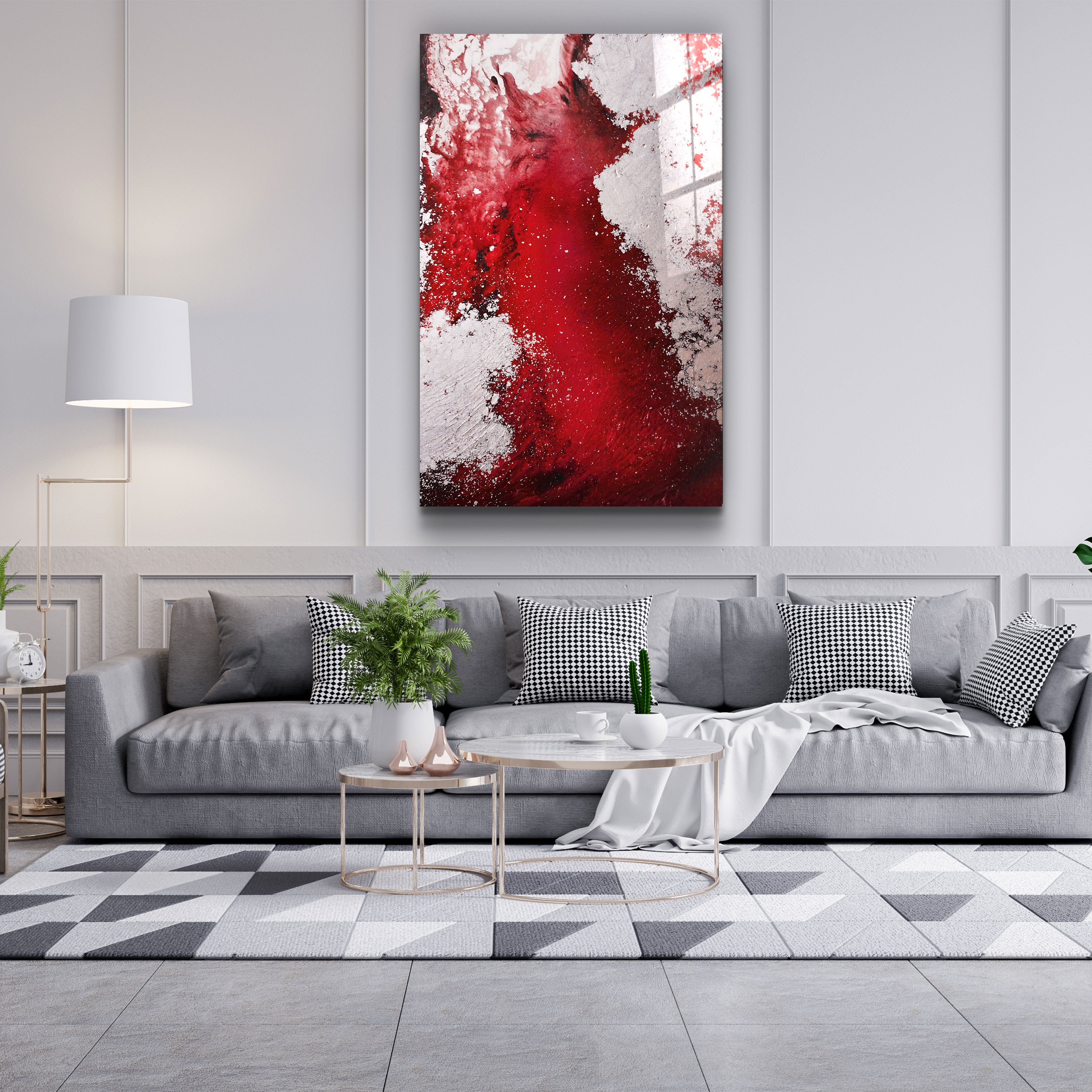 ・"Oeil d'oiseau en rouge V3"・Art mural en verre