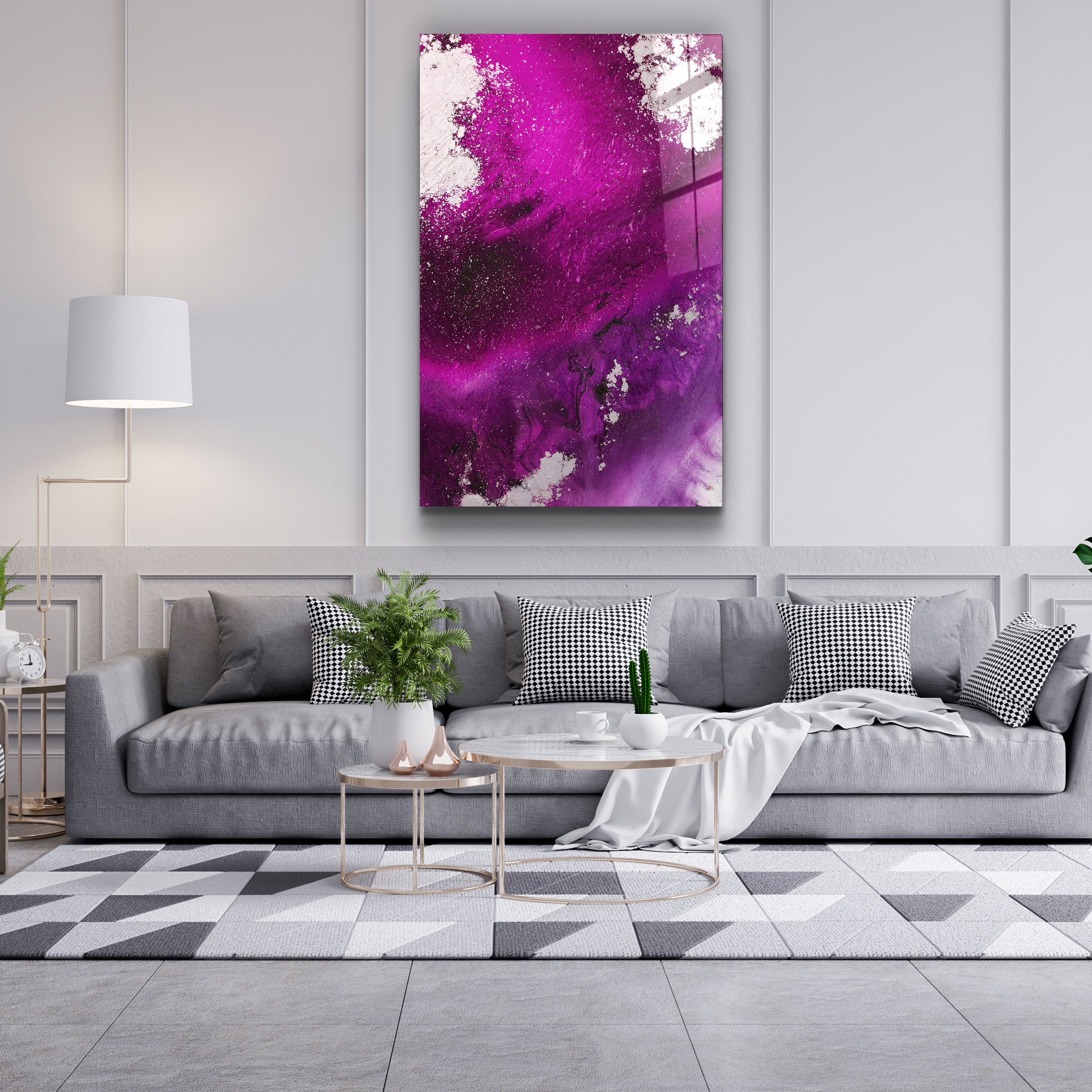 ・"Bird's Eye In Purple V3"・Glass Wall Art