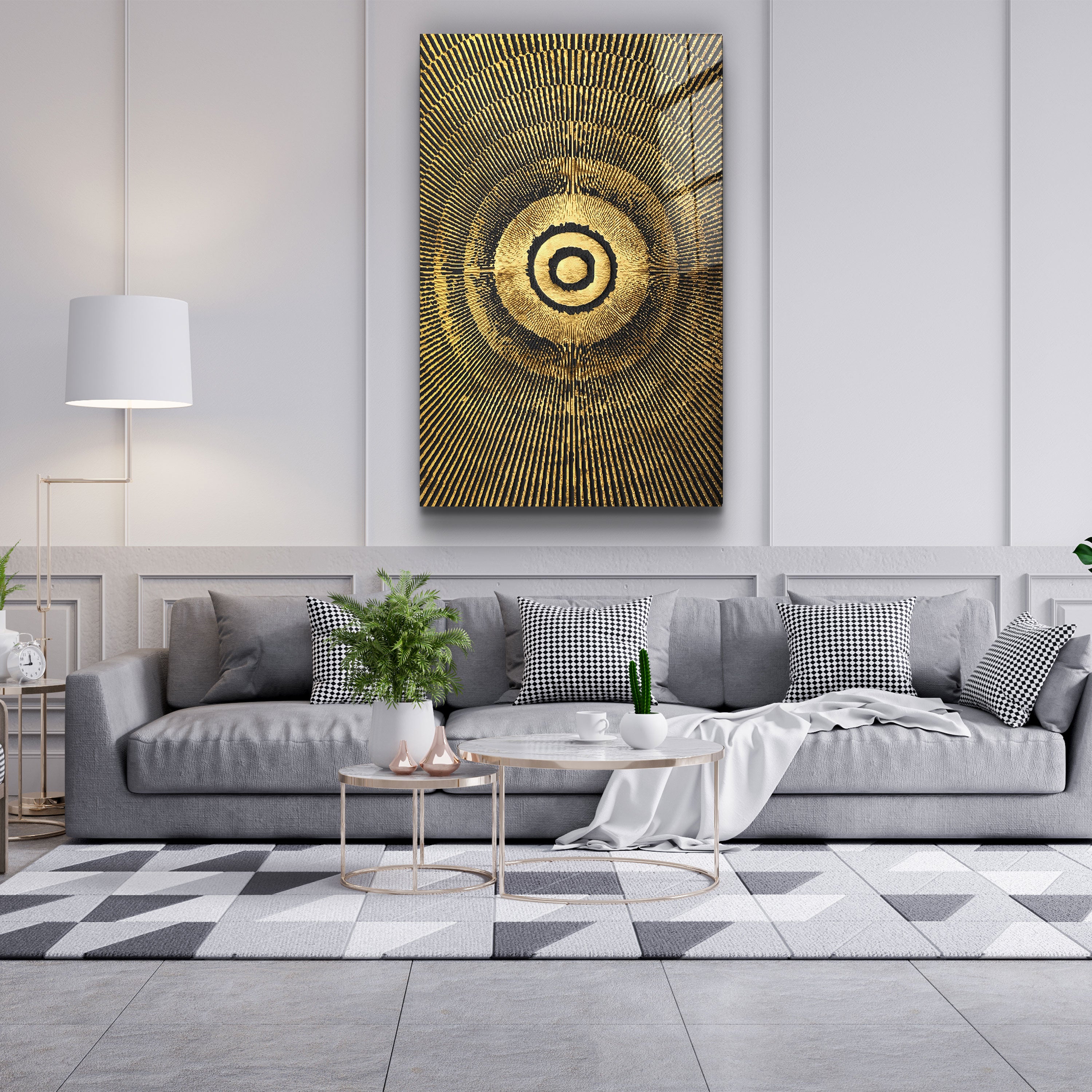 ・"Gold Circle V3"・Glass Wall Art