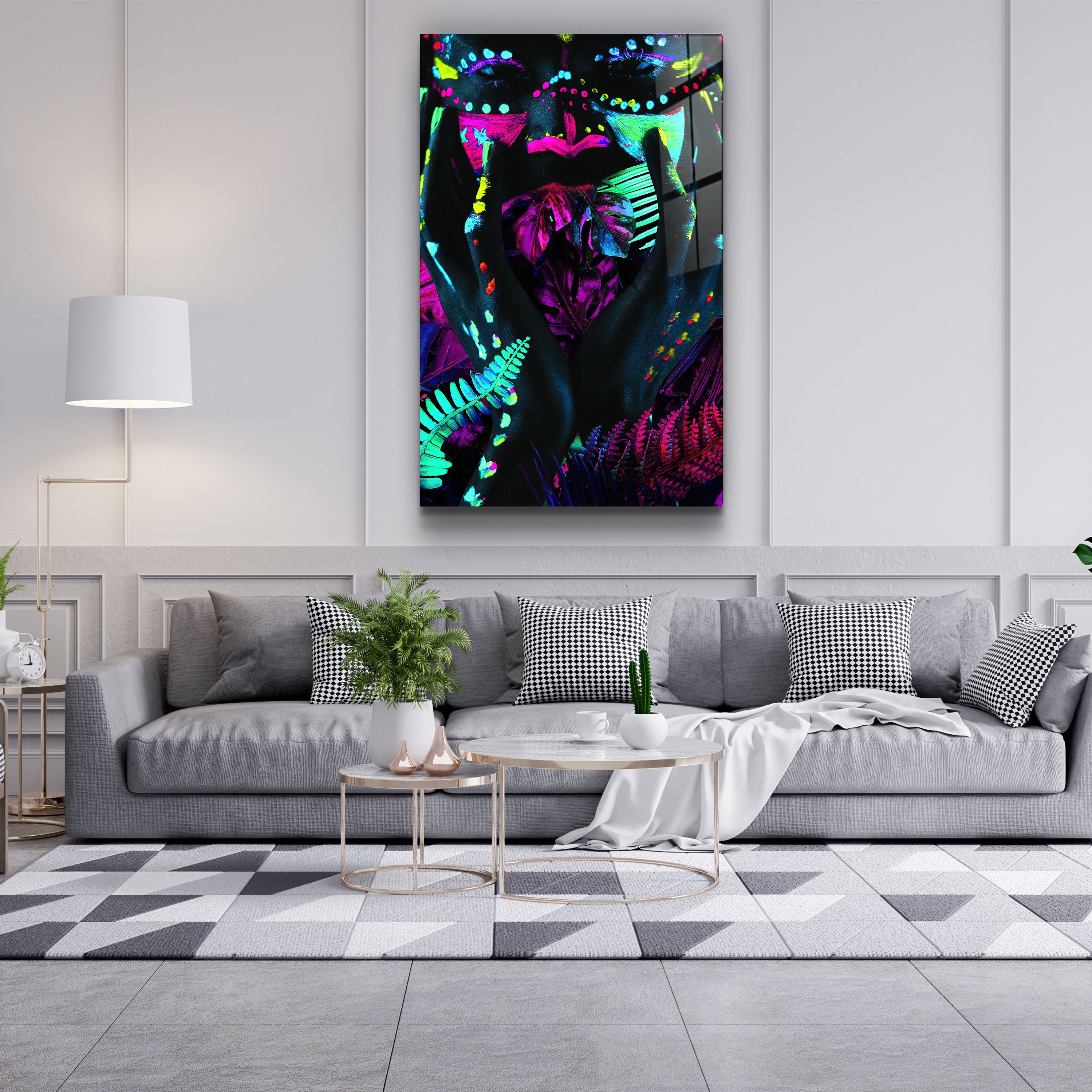 ・"Neon Face"・GLASS WALL ART