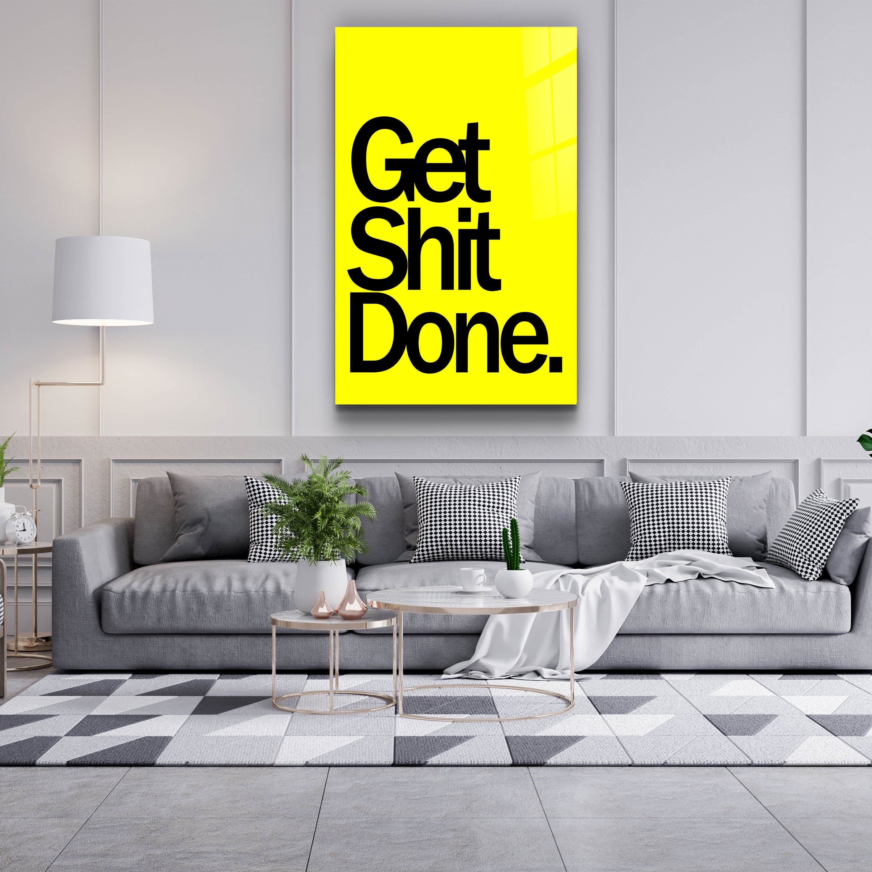 ・„Get X Done Yellow“・Designers Collection <tc>Glasbild</tc>