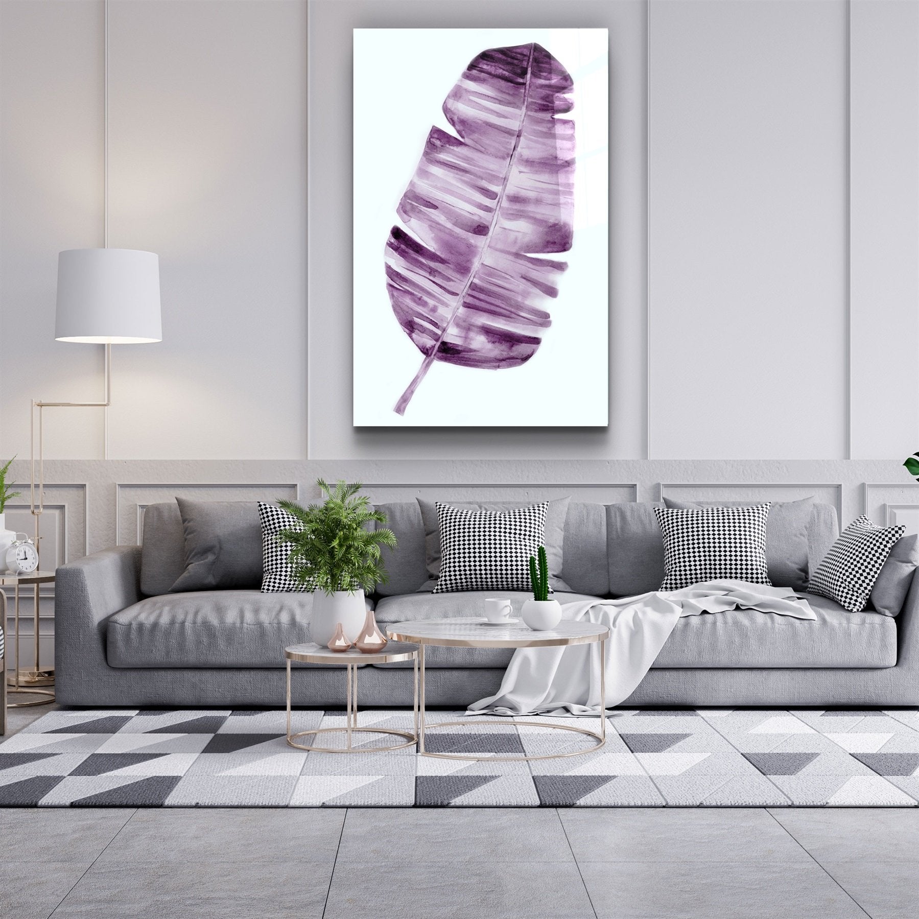 ・"Abstract Purple Leaf"・Glass Wall Art