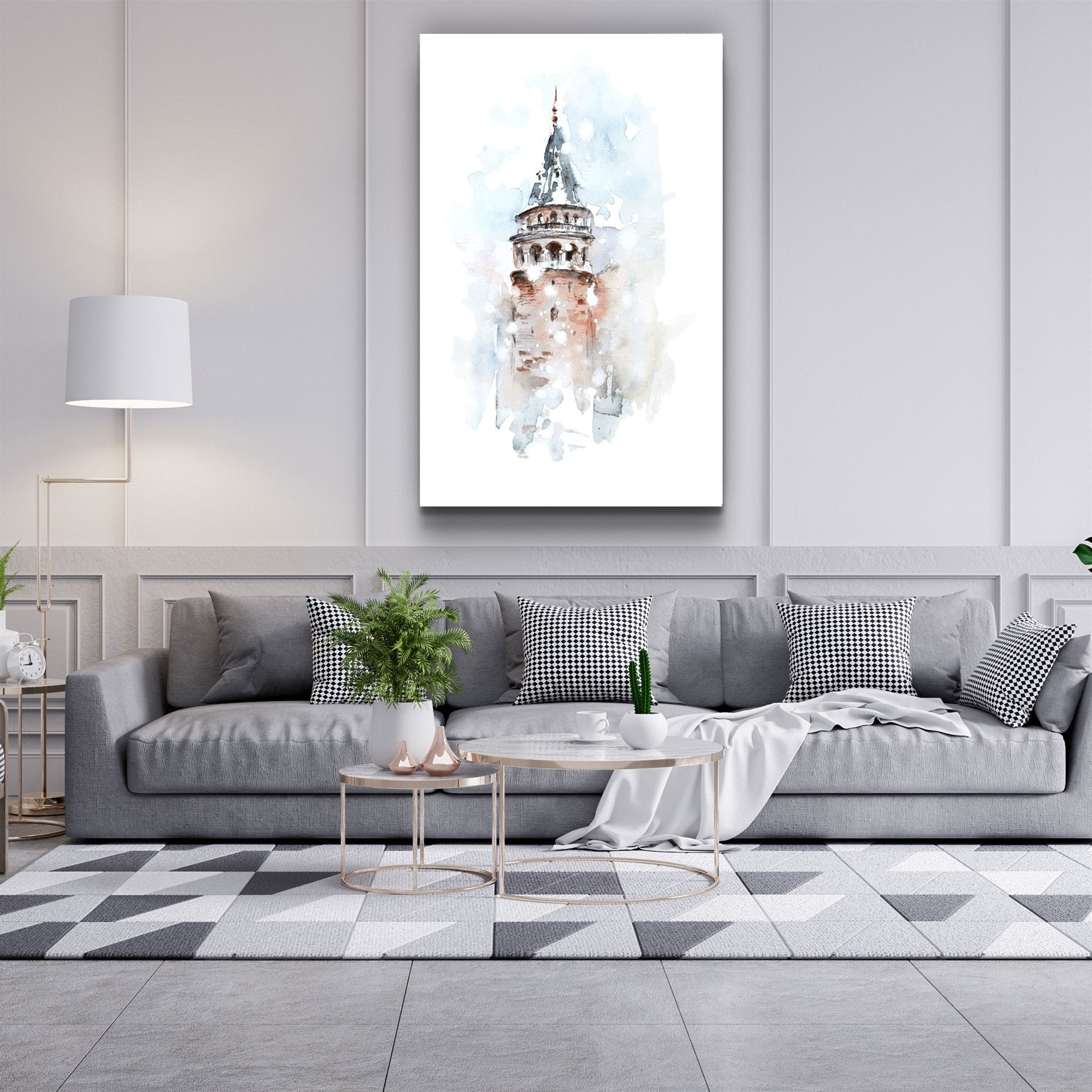 ・"Abstract Historical Building"・Glass Wall Art