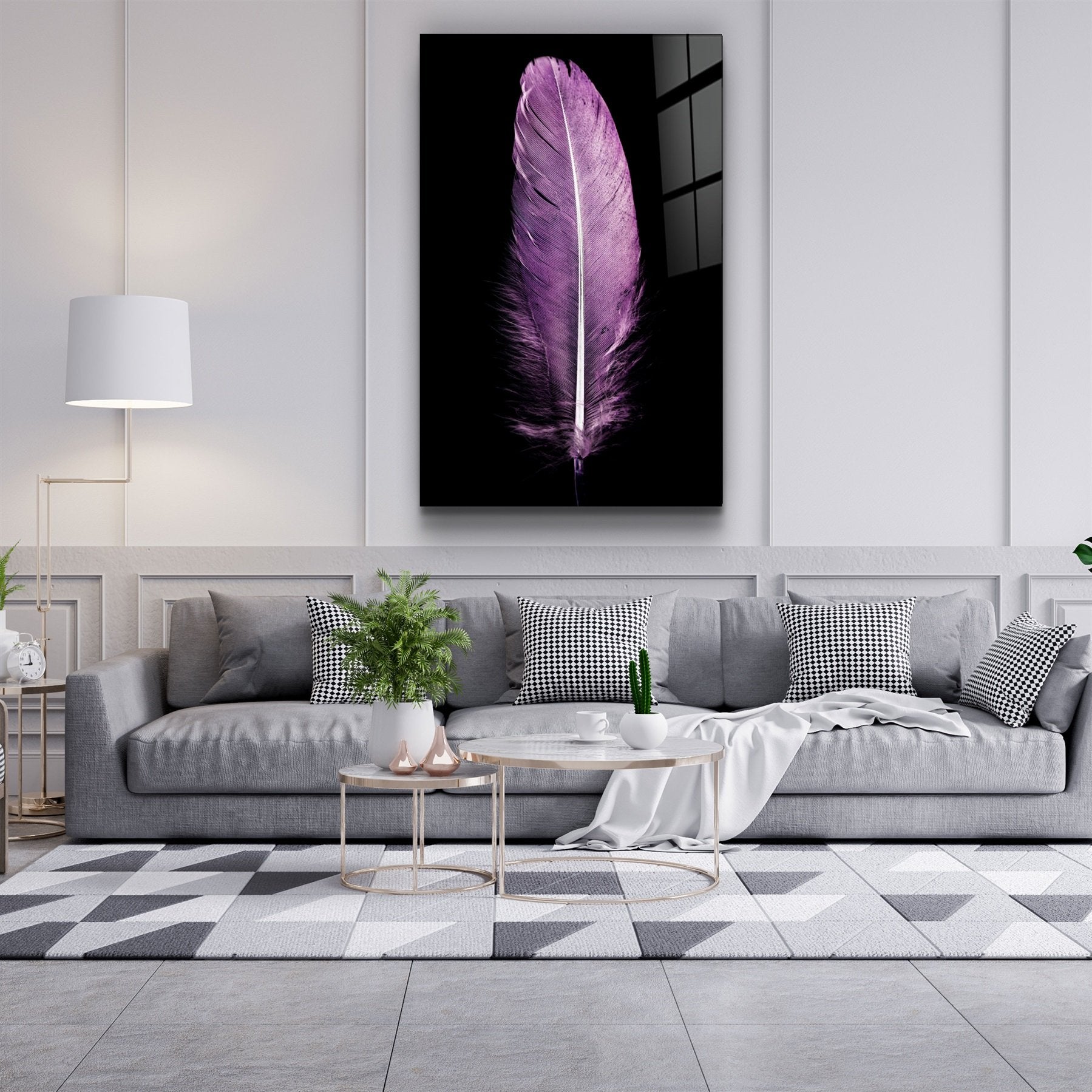 ・"Colorful Feather V3"・Glass Wall Art