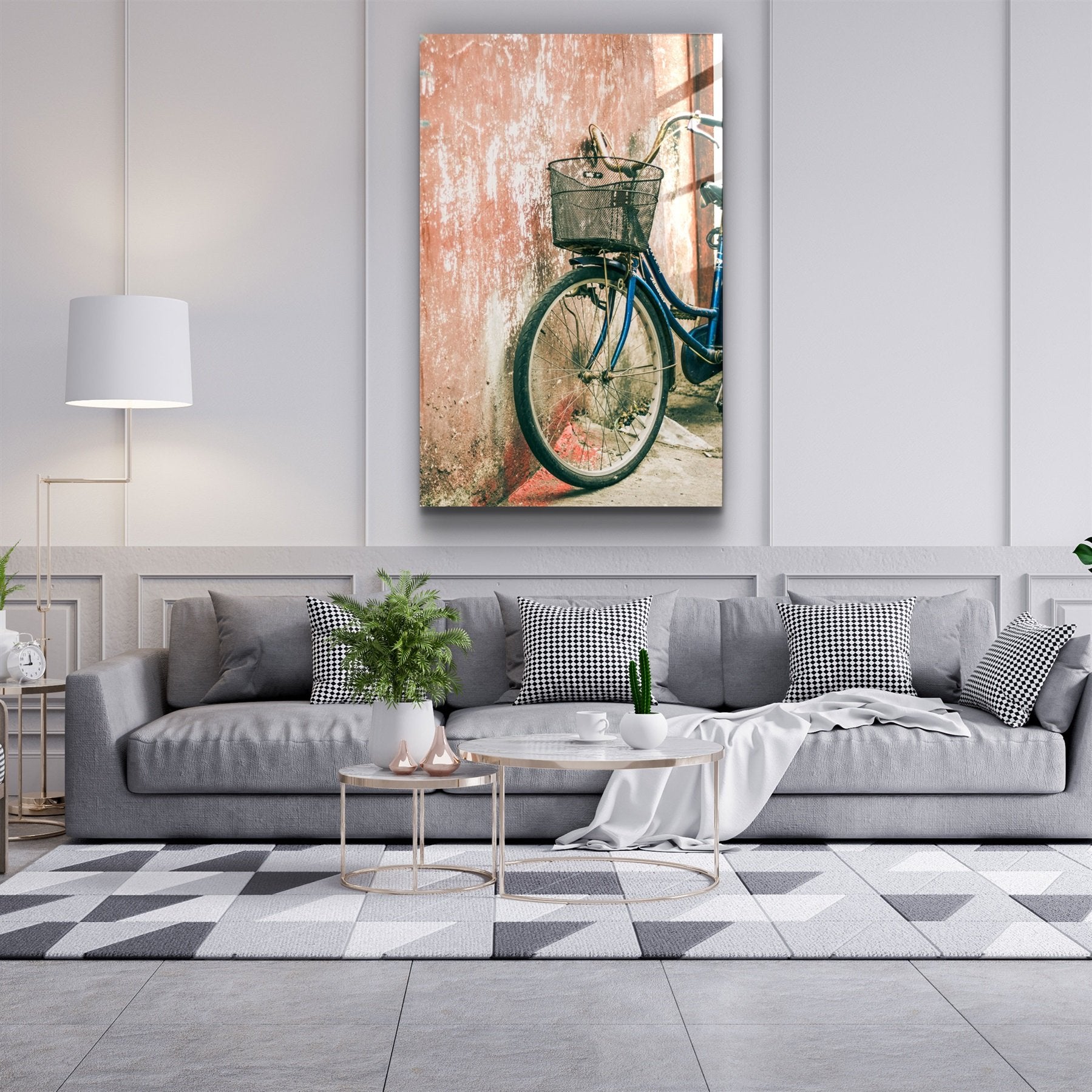 ・"Bicycle with Basket"・Glass Wall Art