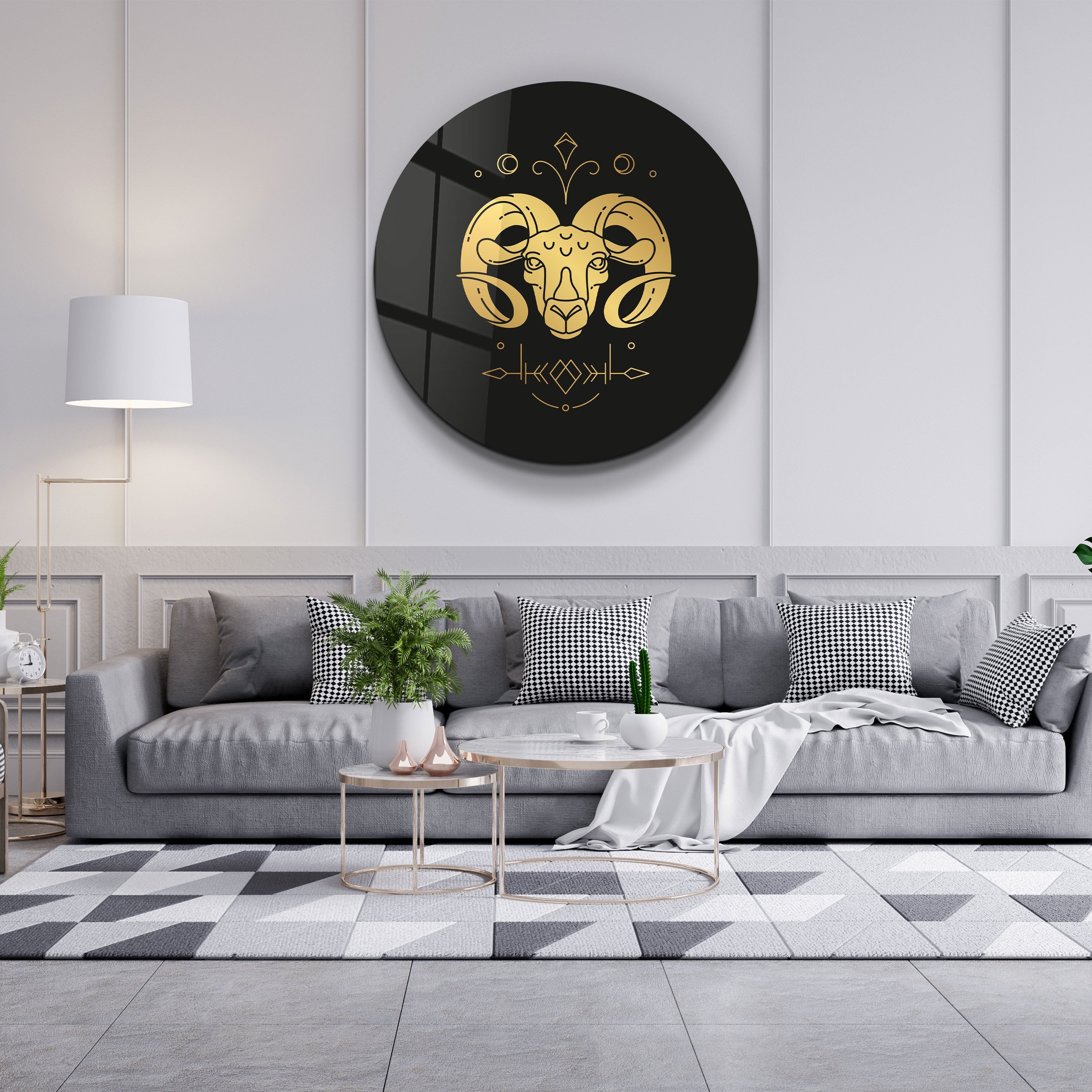 ・"Zodiac Signs - Aries"・Rounded Glass Wall Art