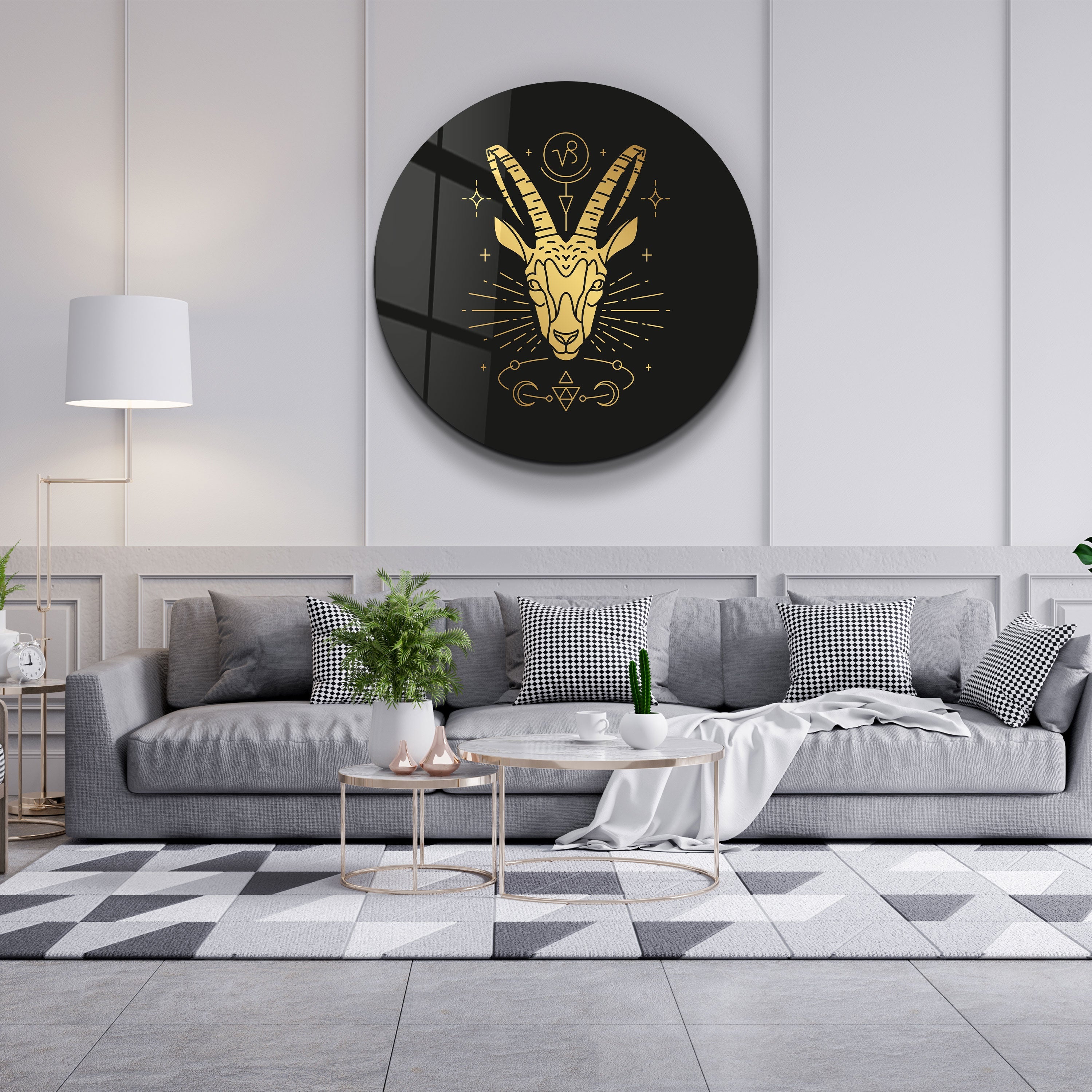 ・"Zodiac Signs - Capricorn"・Rounded Glass Wall Art