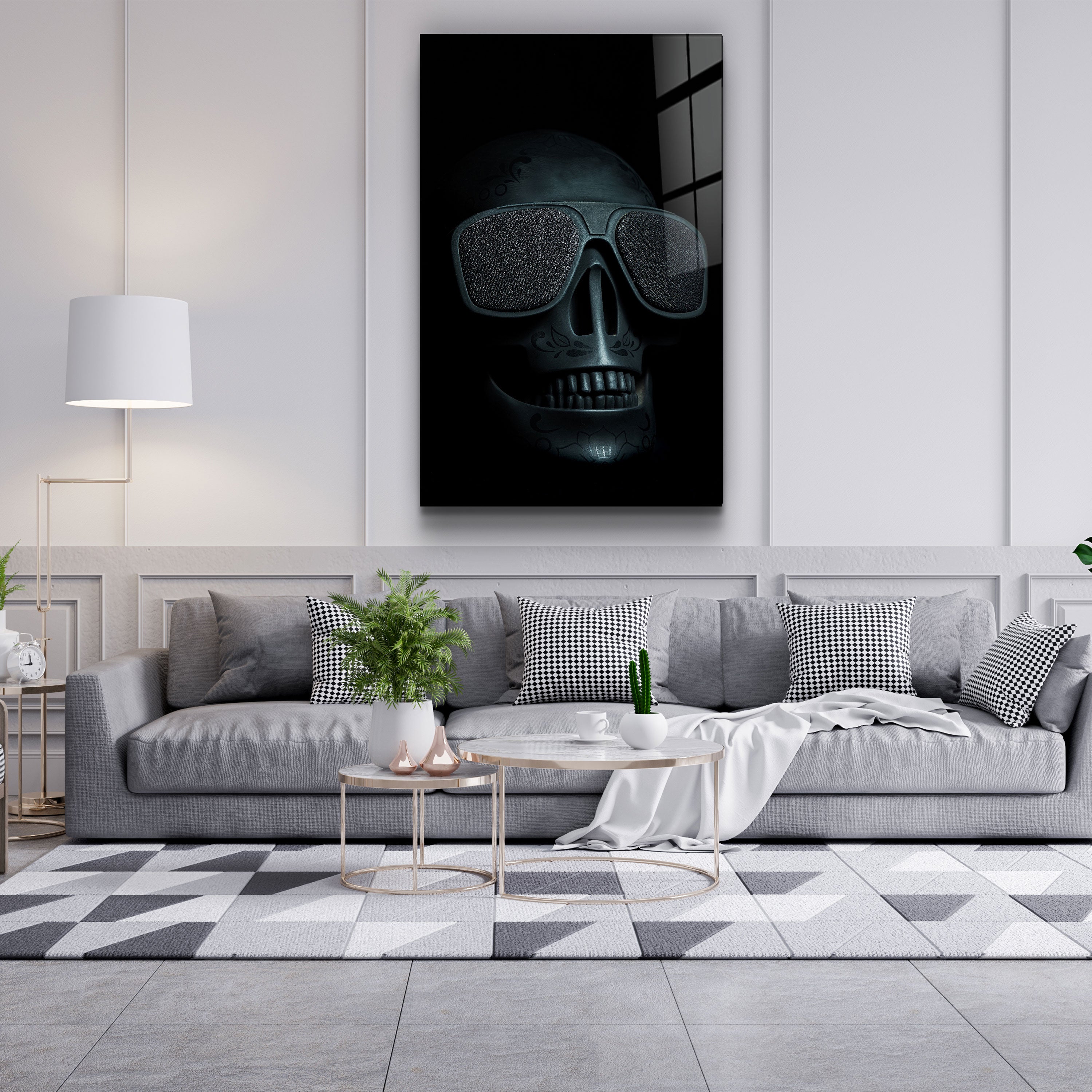 ・"Black Skull"・Glass Wall Art