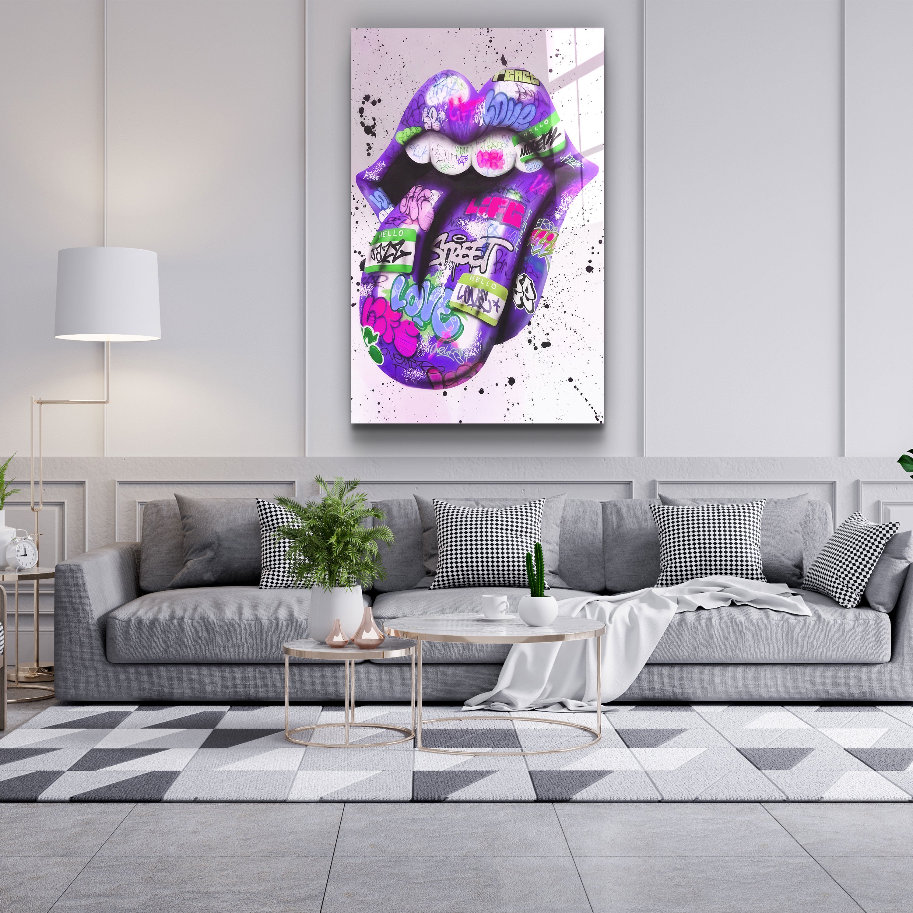 ・"Tongue - Purple"・Designer's Collection Glass Wall Art