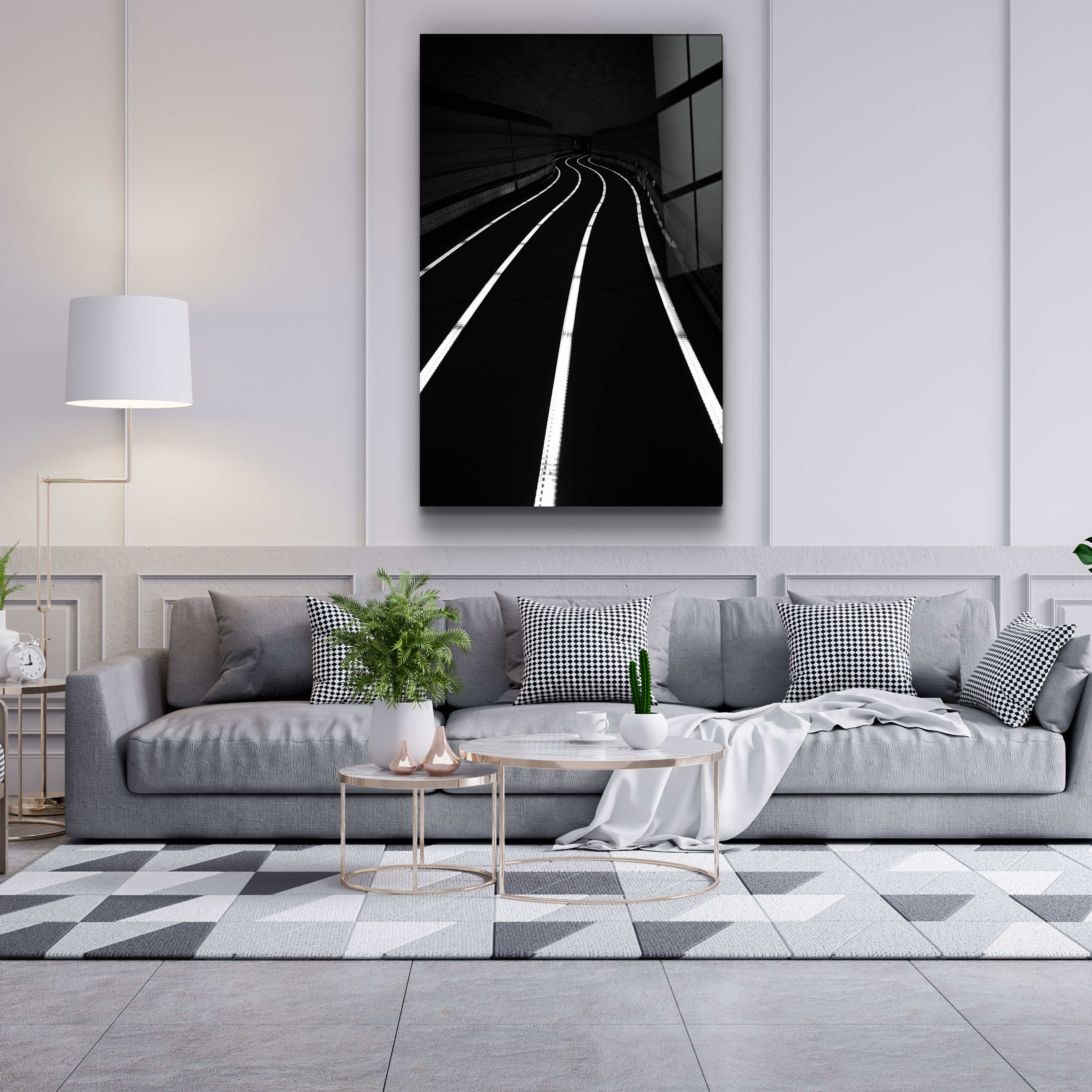 ・"Road at Night"・Designers Collection Glass Wall Art