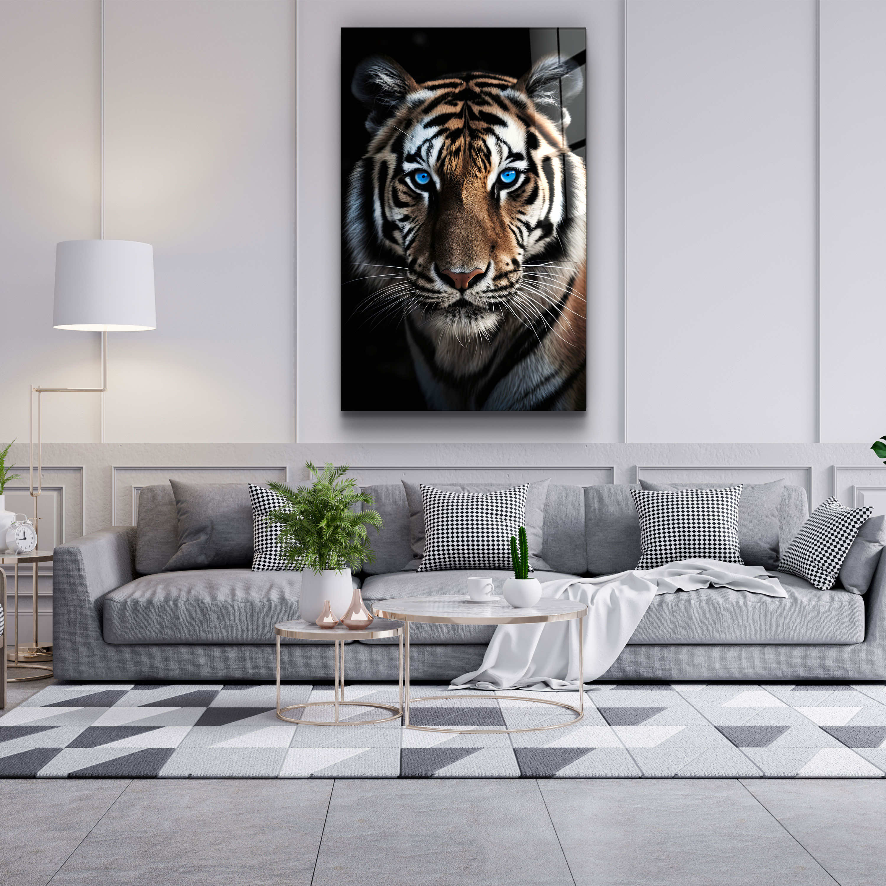 ・"Blue Eyes - Tiger"・Designers Collection Glass Wall Art