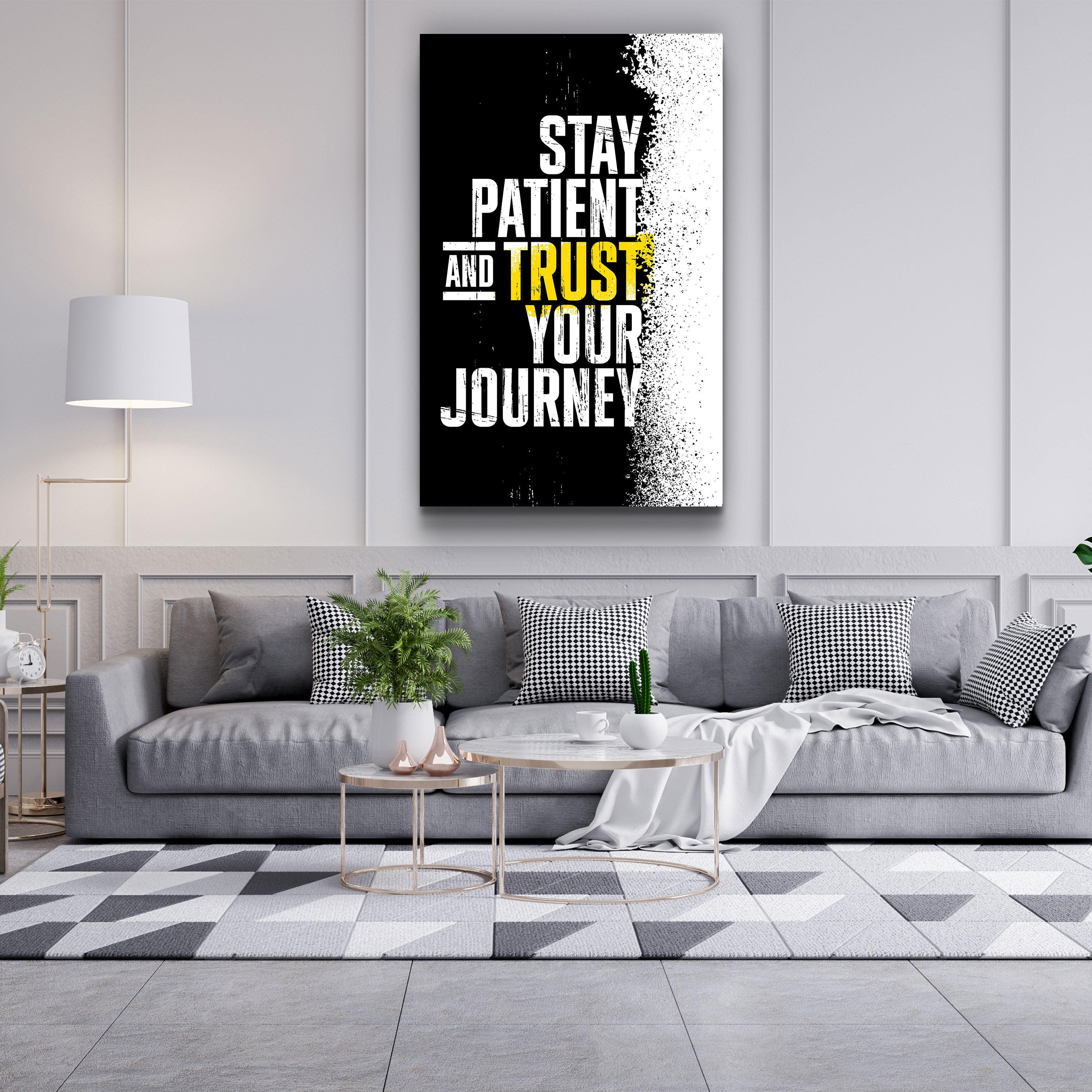 ・„Stay Patient“・Designer-Kollektion <tc>Glasbild</tc>