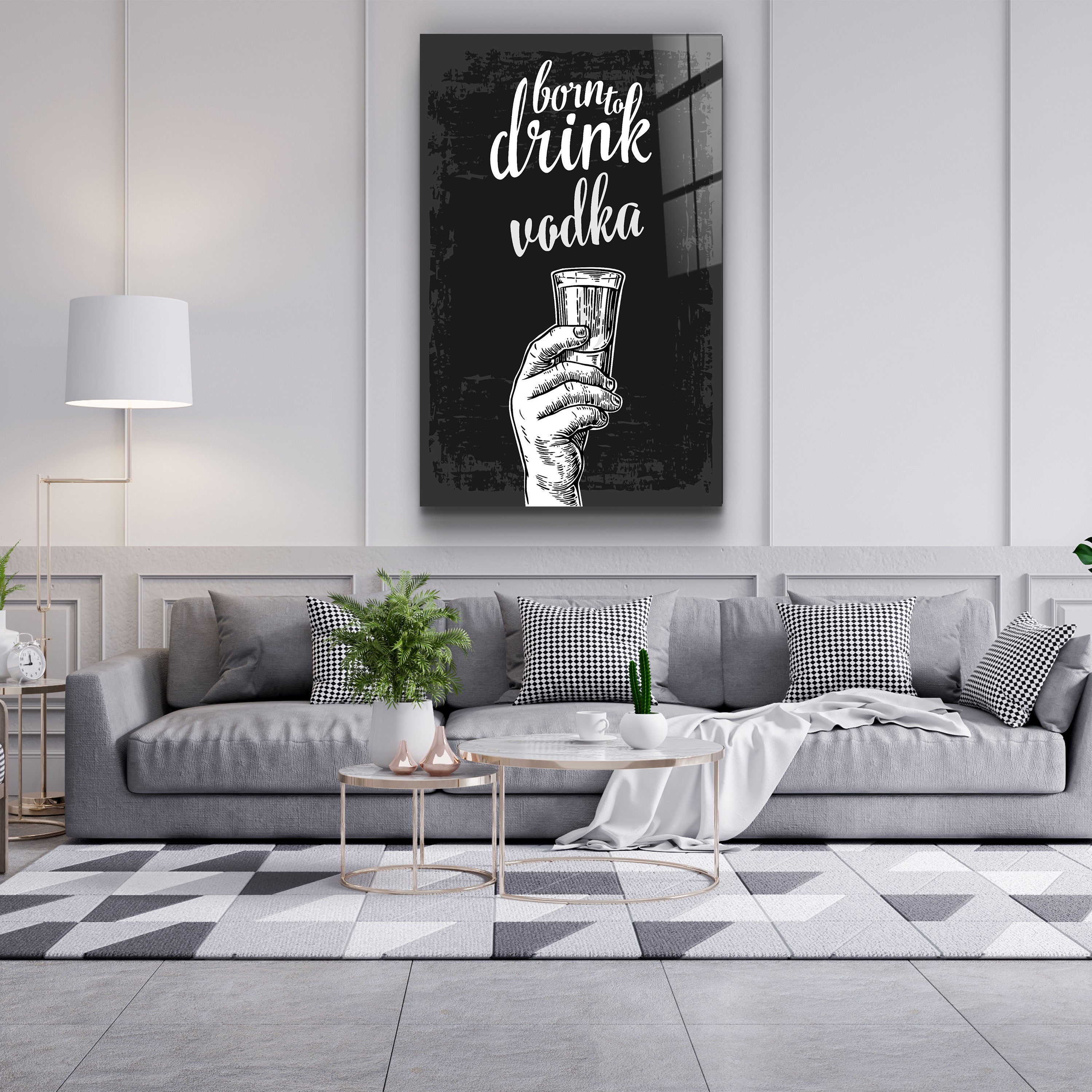 ・"Né pour boire - Vodka"・Art mural en verre