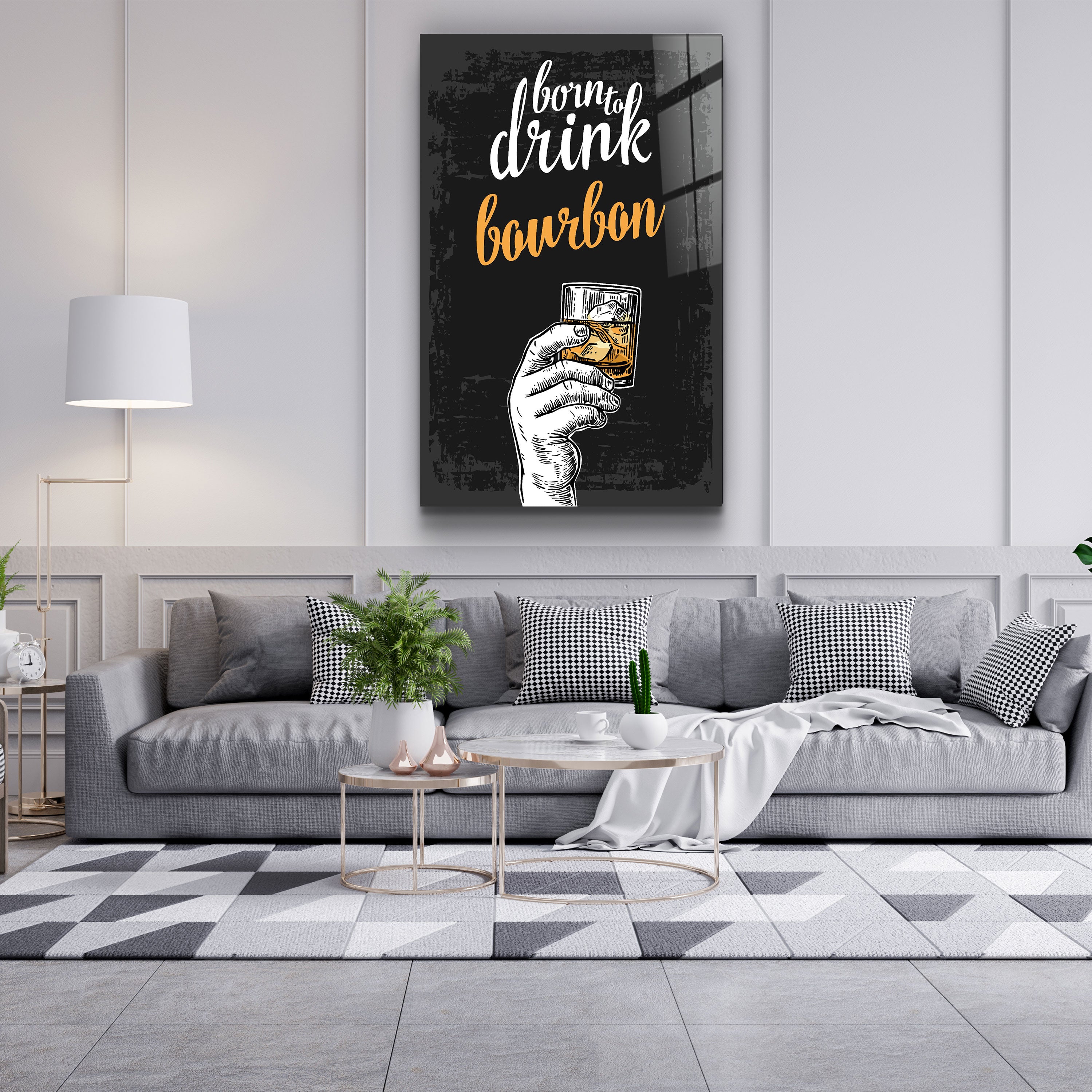 ・"Born to Drink - Bourbon"・Glass Wall Art