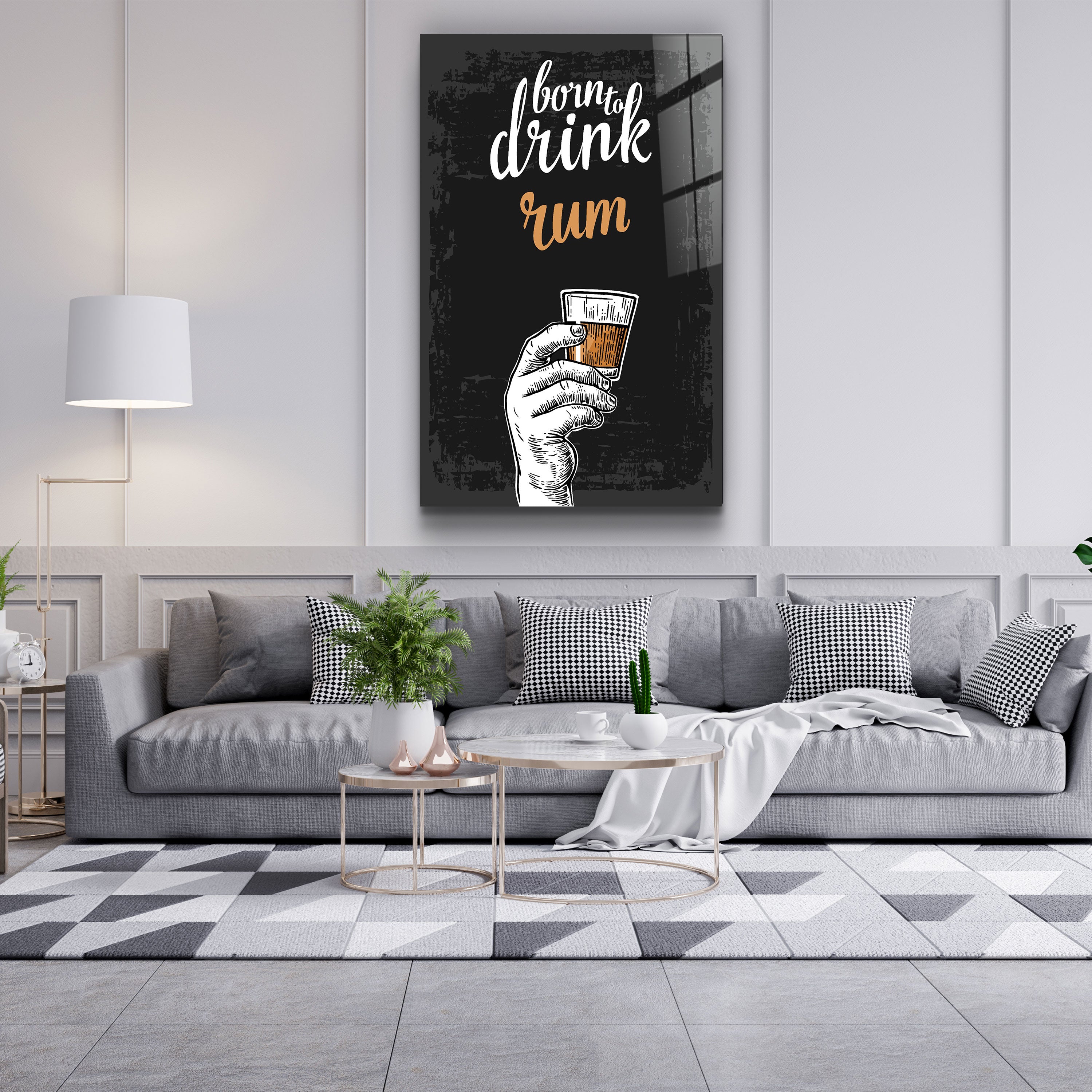 ・"Born to Drink - Rum"・Glass Wall Art