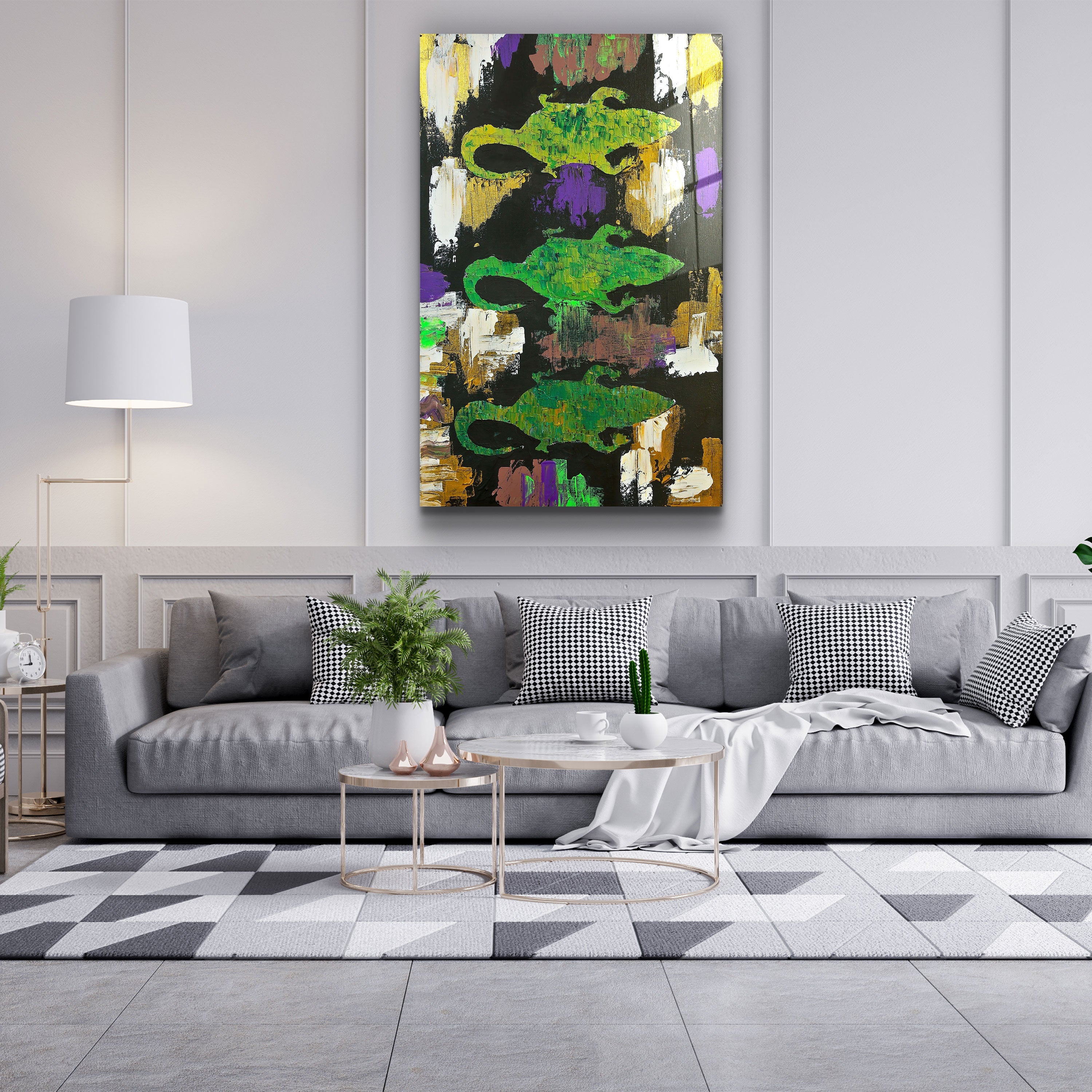 ・"Three Little Alligators - Hand-drawn Image"・Glass Wall Art