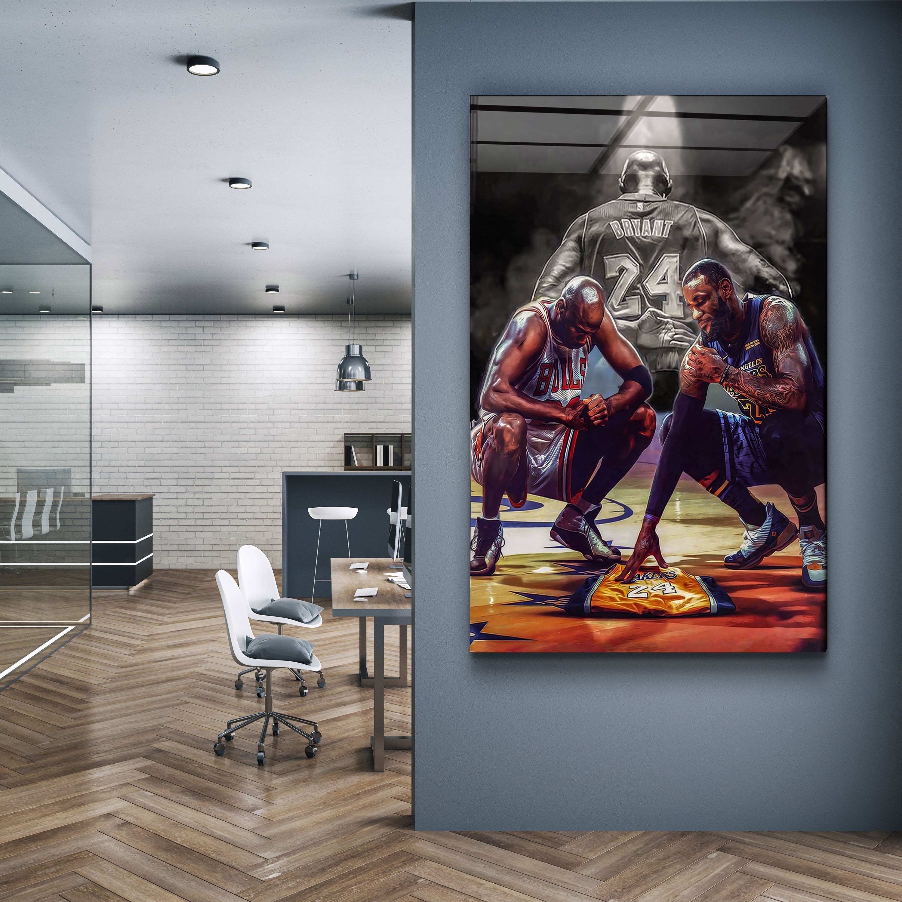 ・"Kobe - MJ - LeBron James"・Art mural en verre