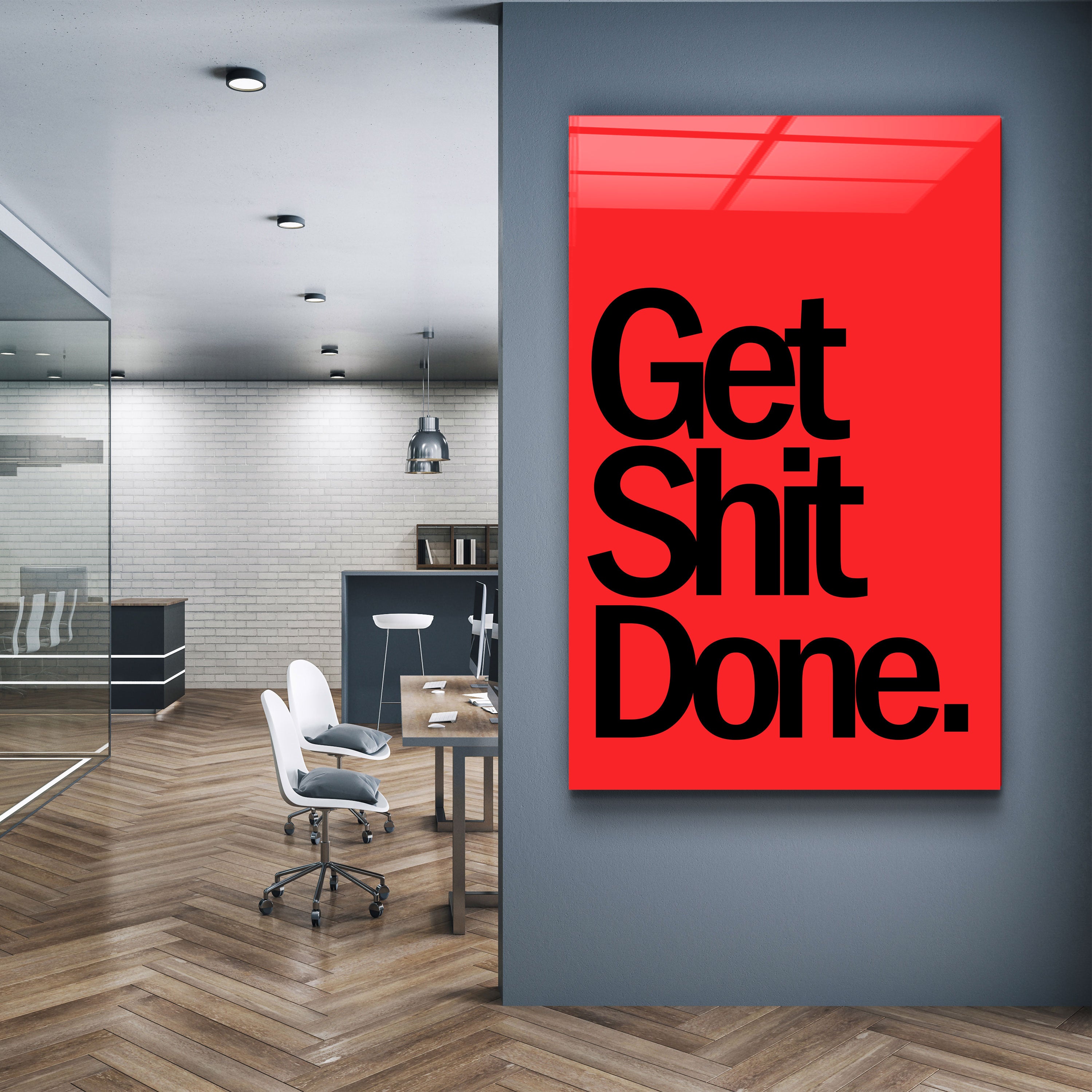 ・"Get X Done"・Art mural en verre de la collection Designers