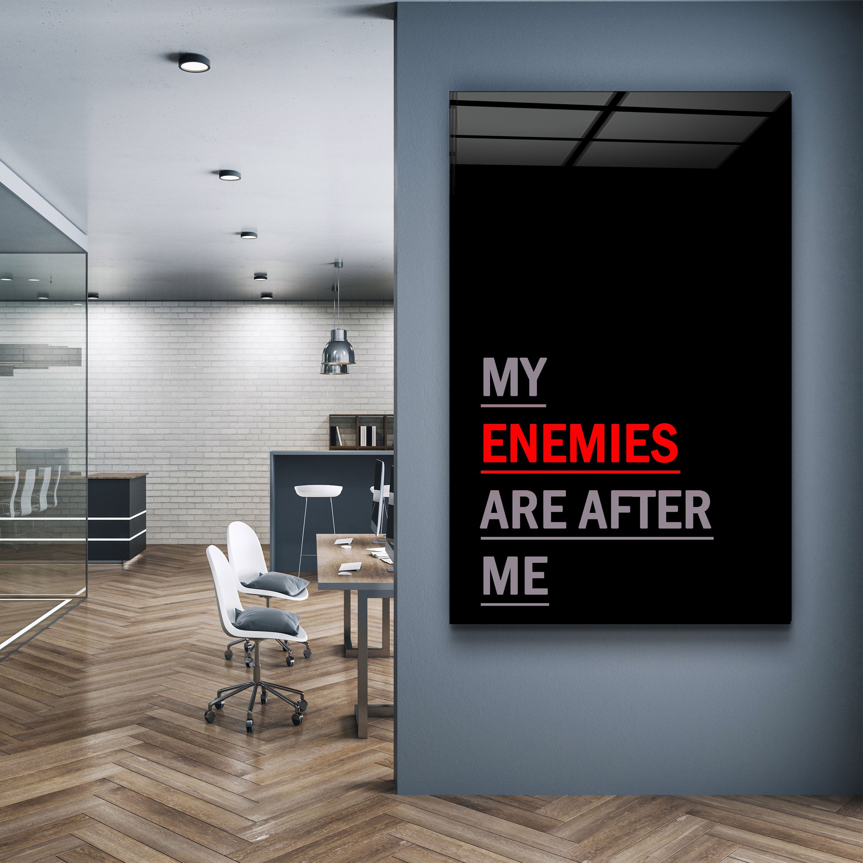 ・"Mes ennemis sont après moi"・Art mural en verre de la collection Designers