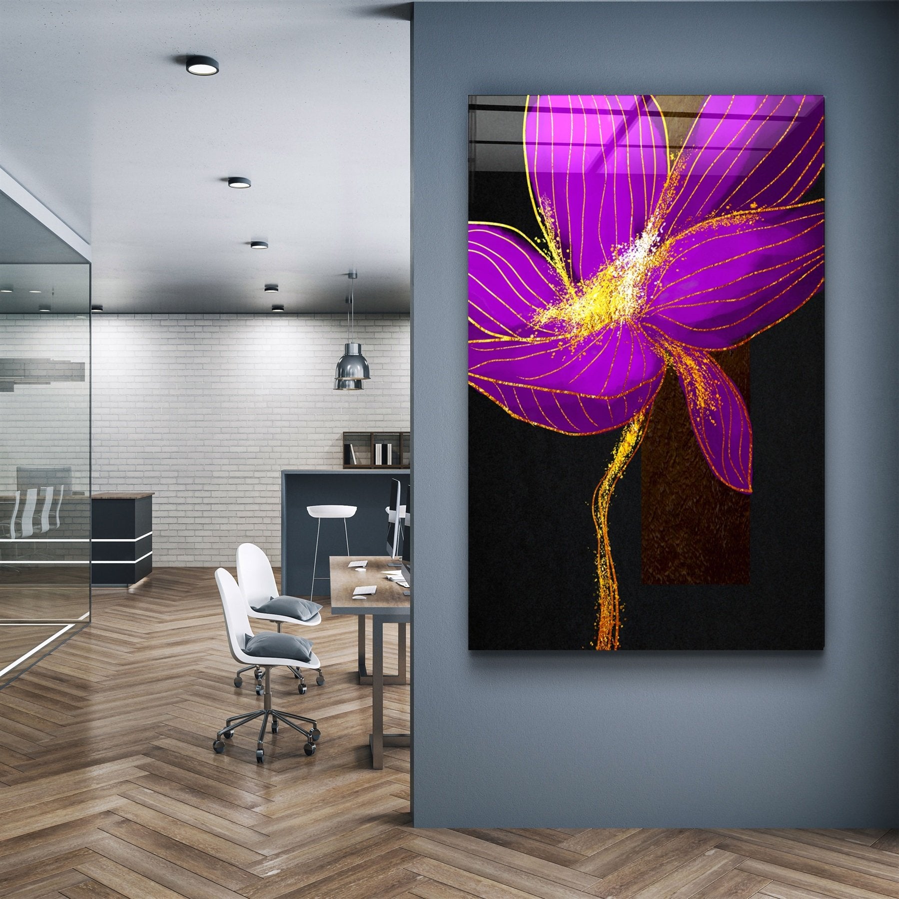 ・"Purple Flower"・Glass Wall Art