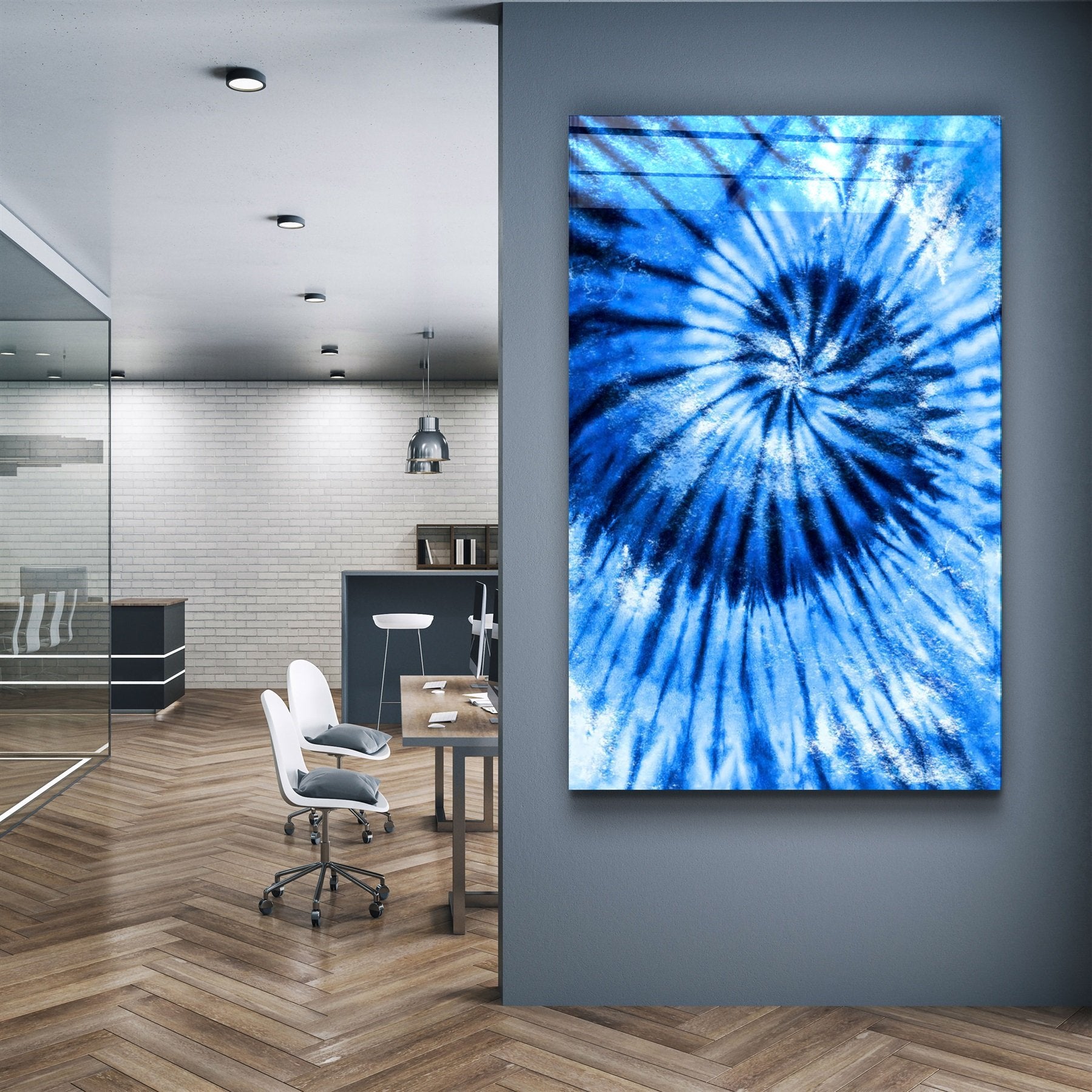 ・"Plume bleue"・Art mural en verre