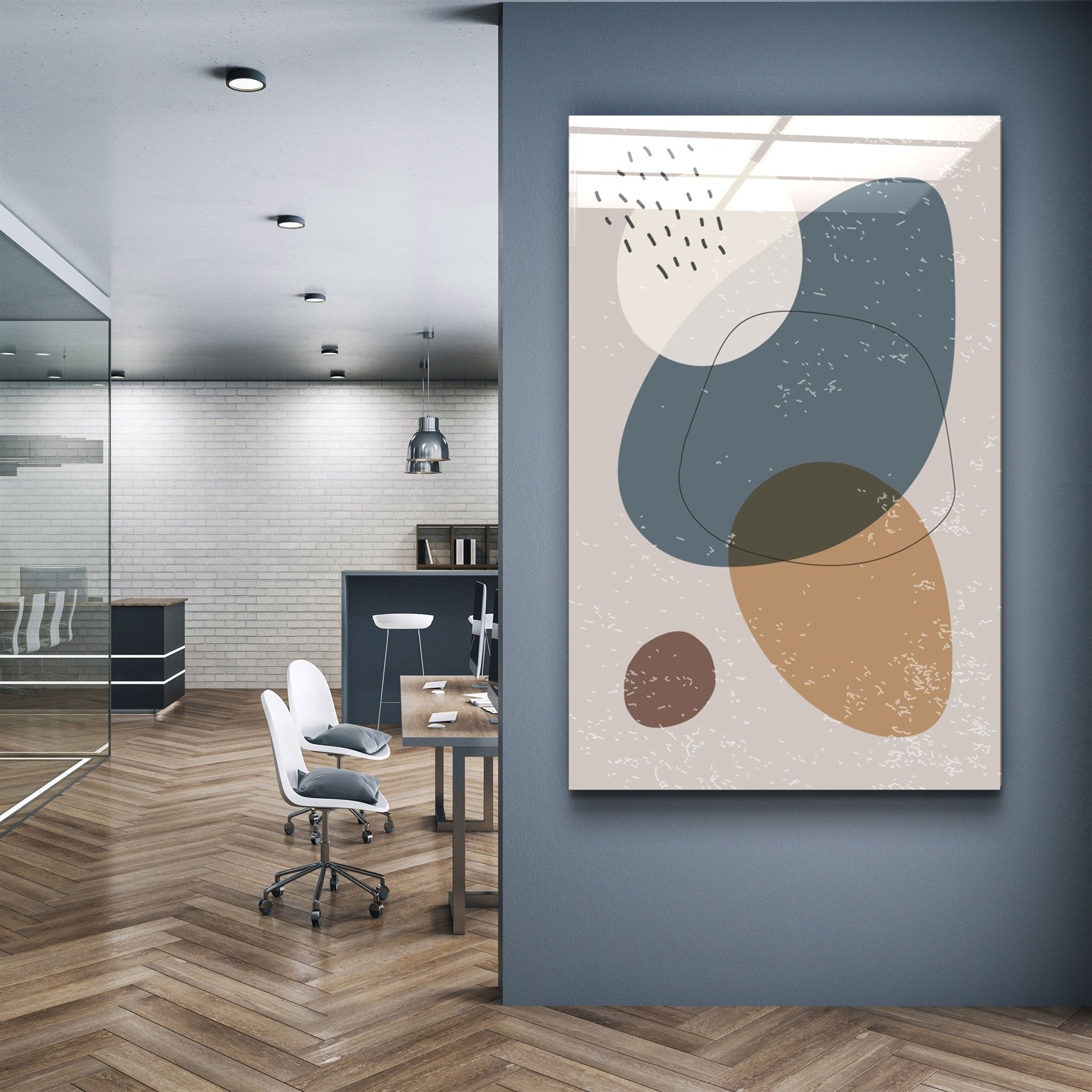 ・"Abstract Shapes V11"・Glass Wall Art