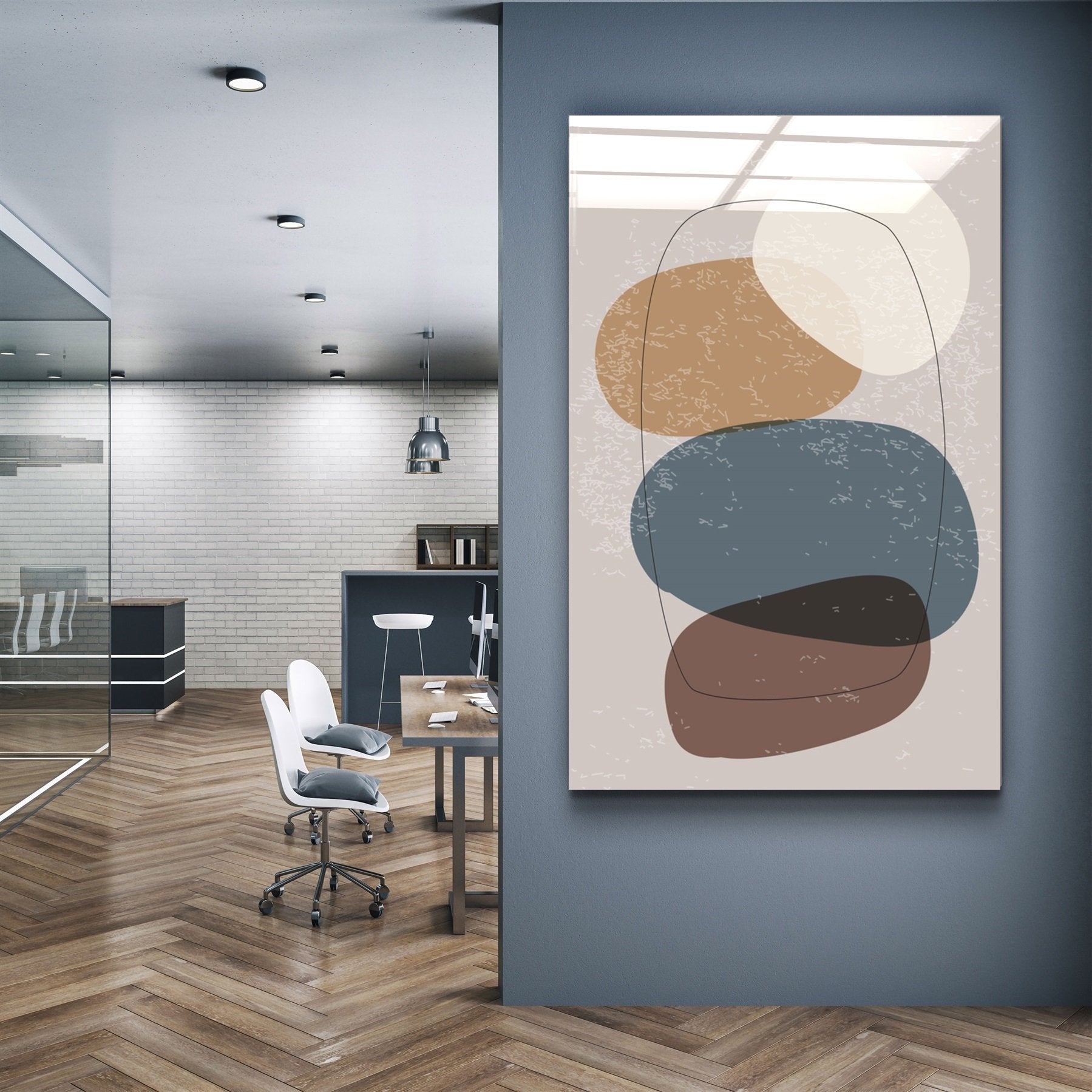 ・"Formes abstraites V12"・Art mural en verre