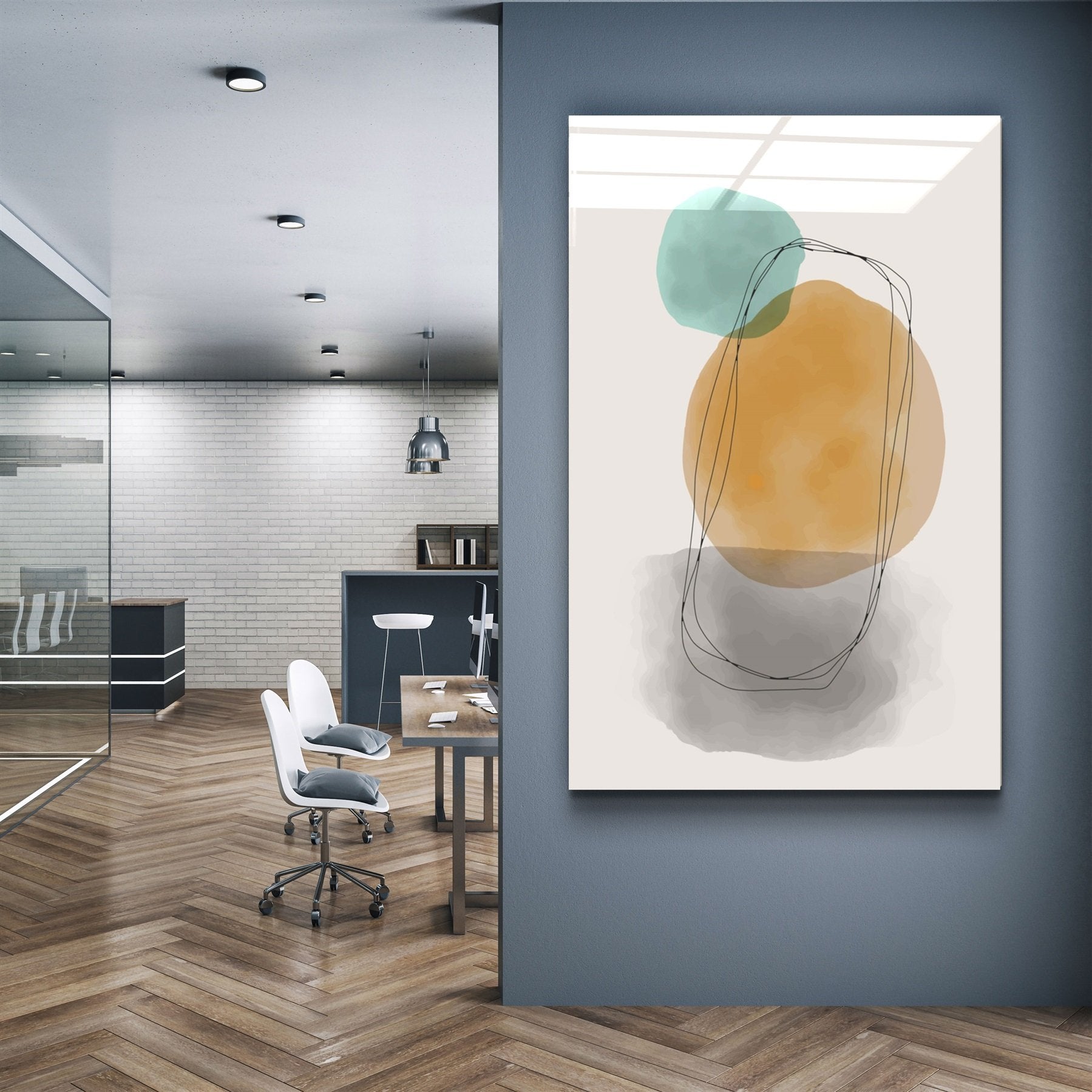 ・"Abstract Shapes V15"・Glass Wall Art