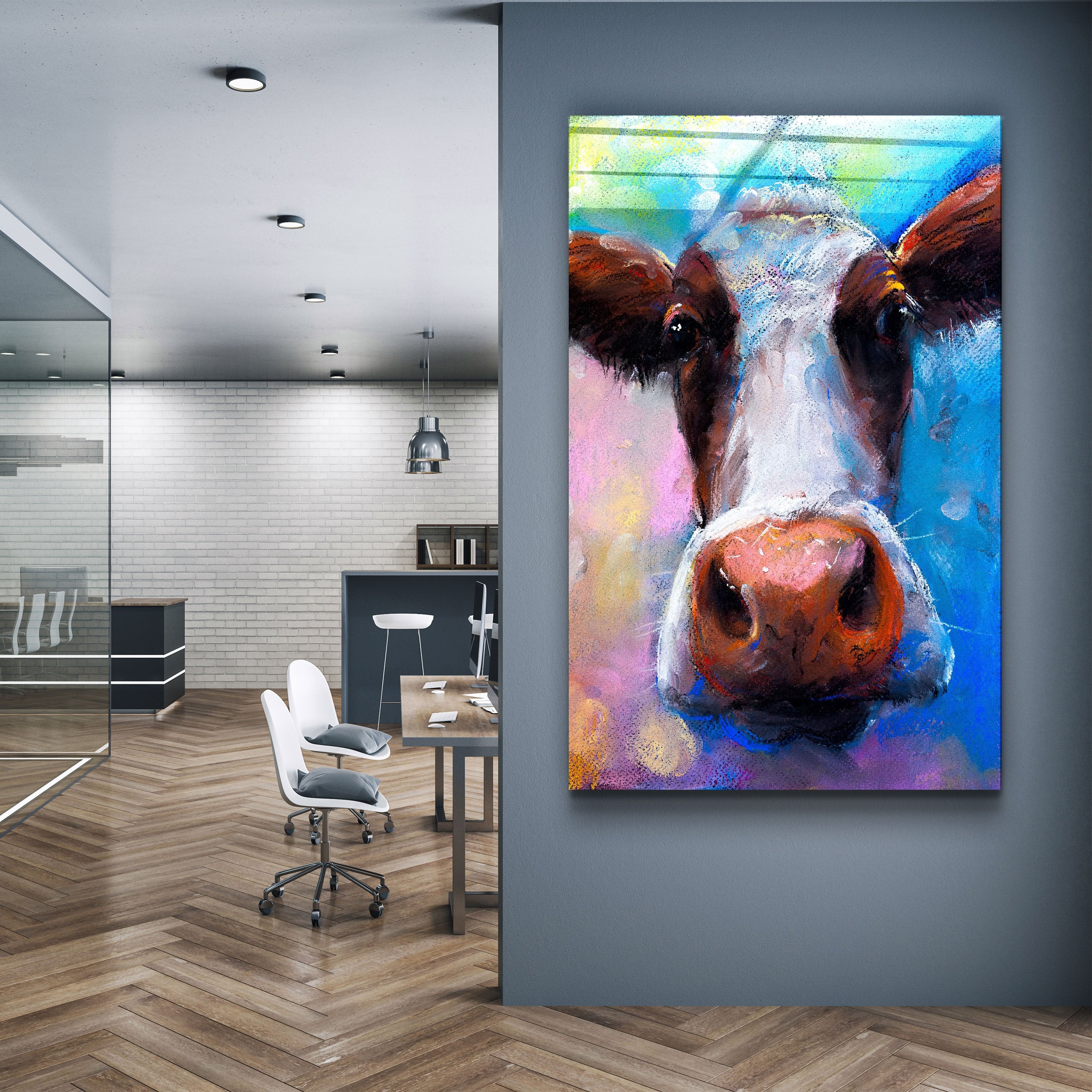 ・"Vache souriante"・Art mural en verre