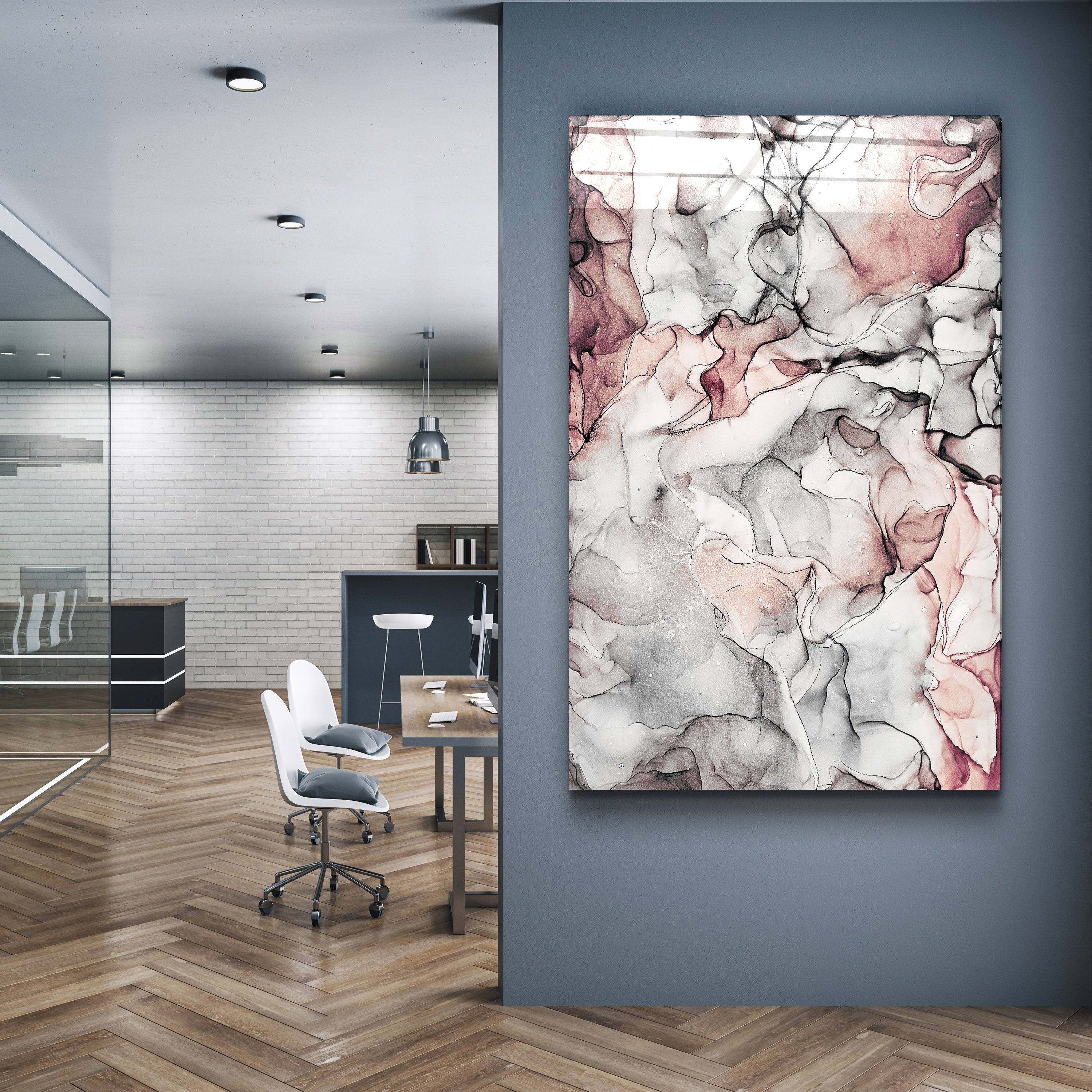 ・« Motif rose »・Art mural en verre