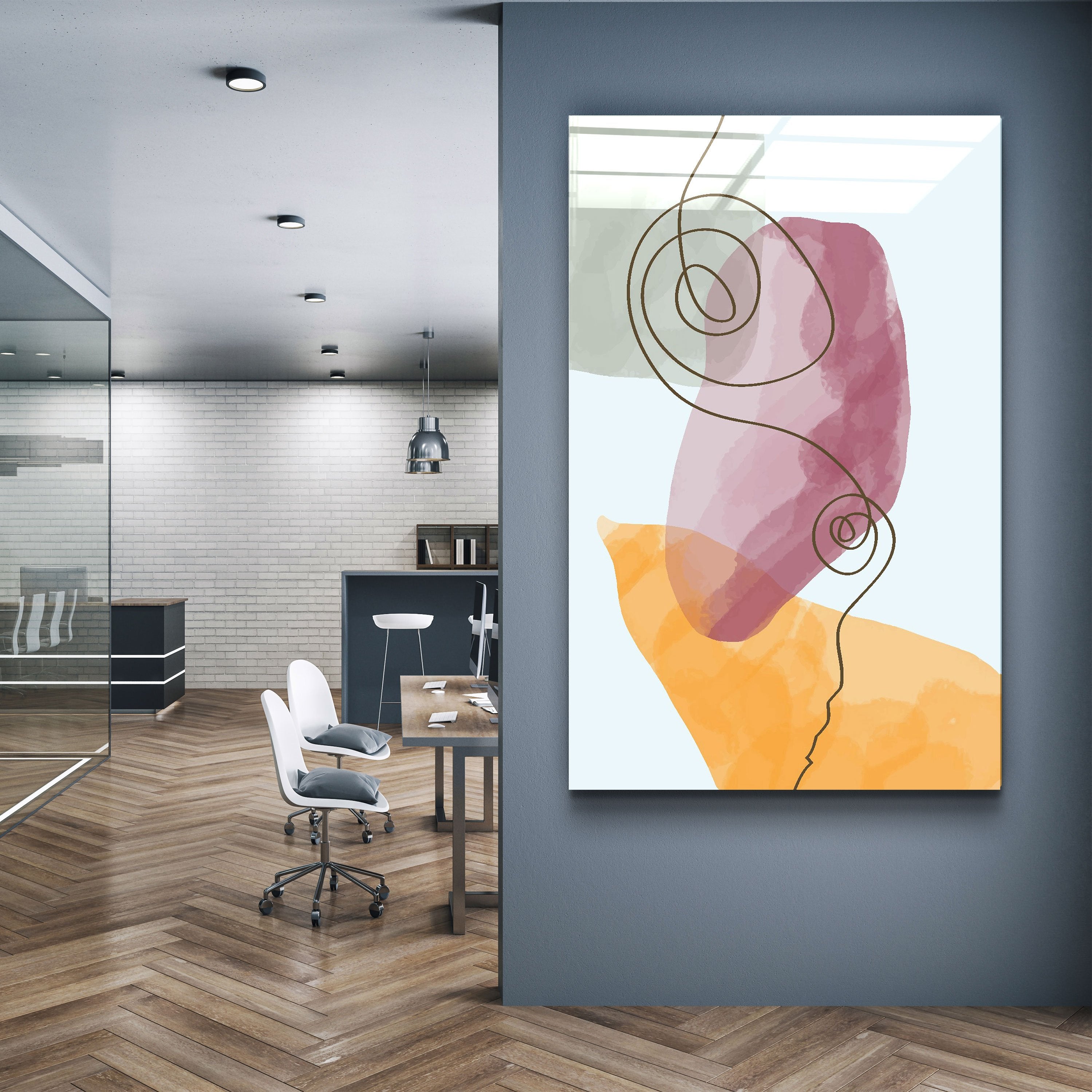 ・"Abstract Shapes V5"・Glass Wall Art