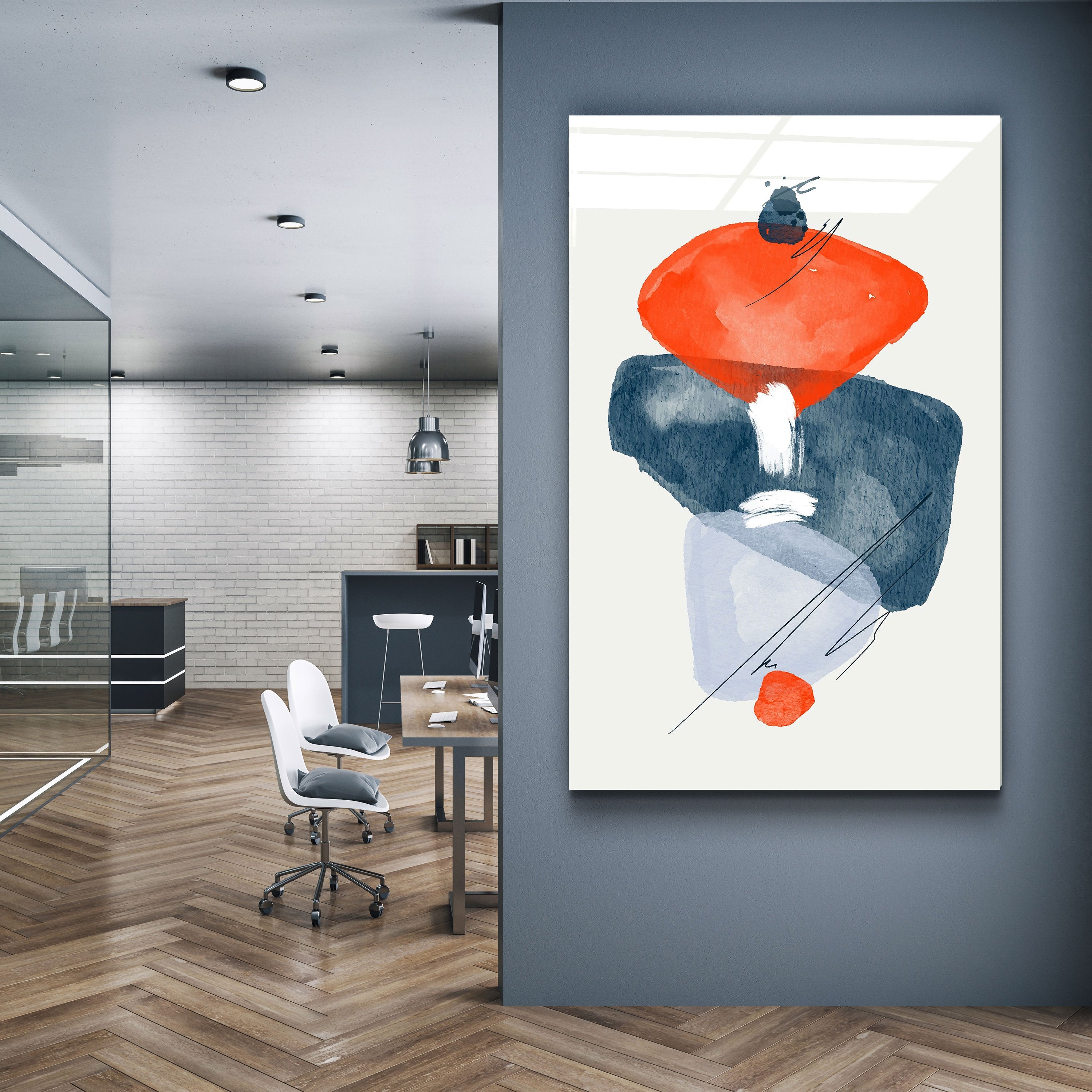 ・"Abstract Shapes V3"・Glass Wall Art