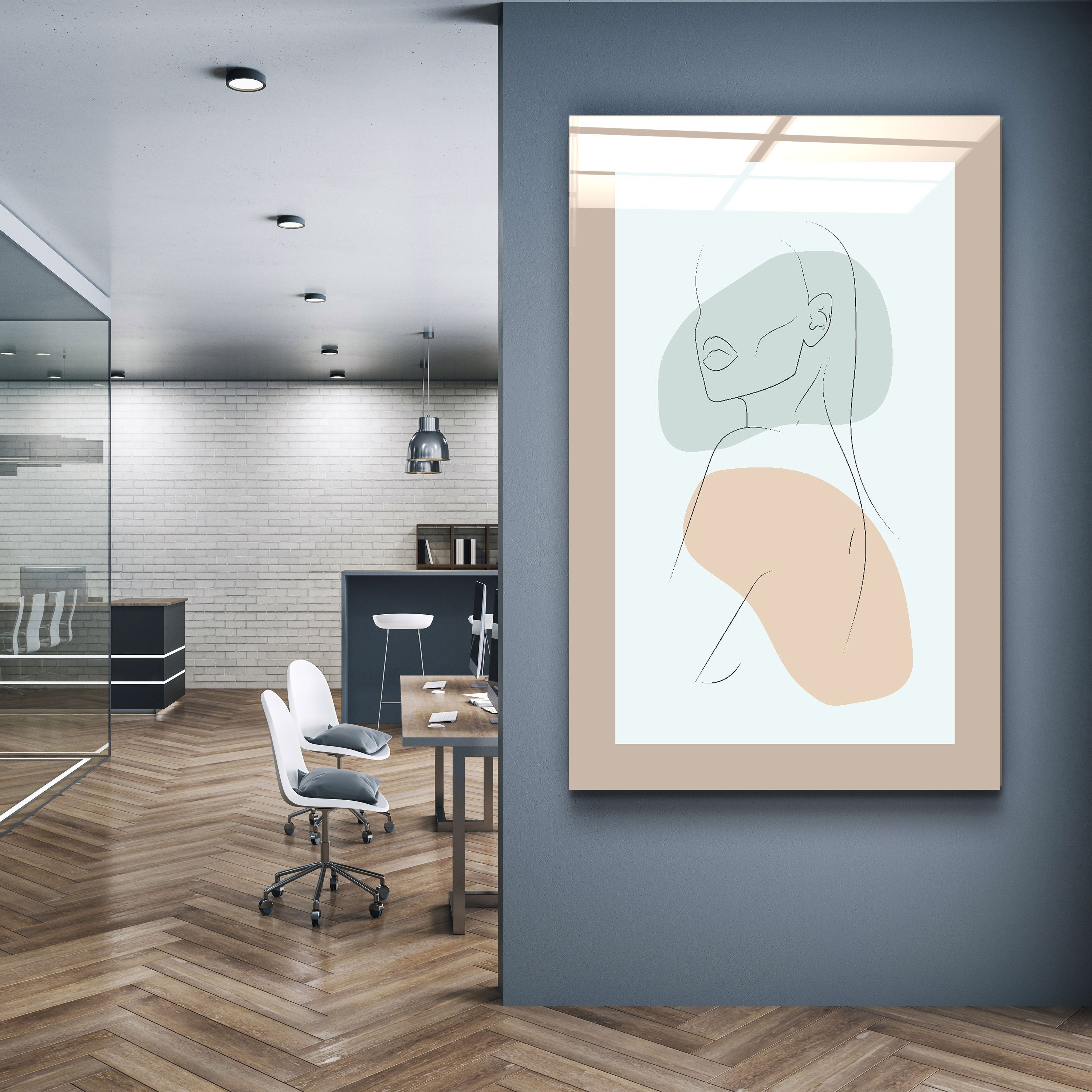 ・"Formes et portrait de femme V1"・Art mural en verre