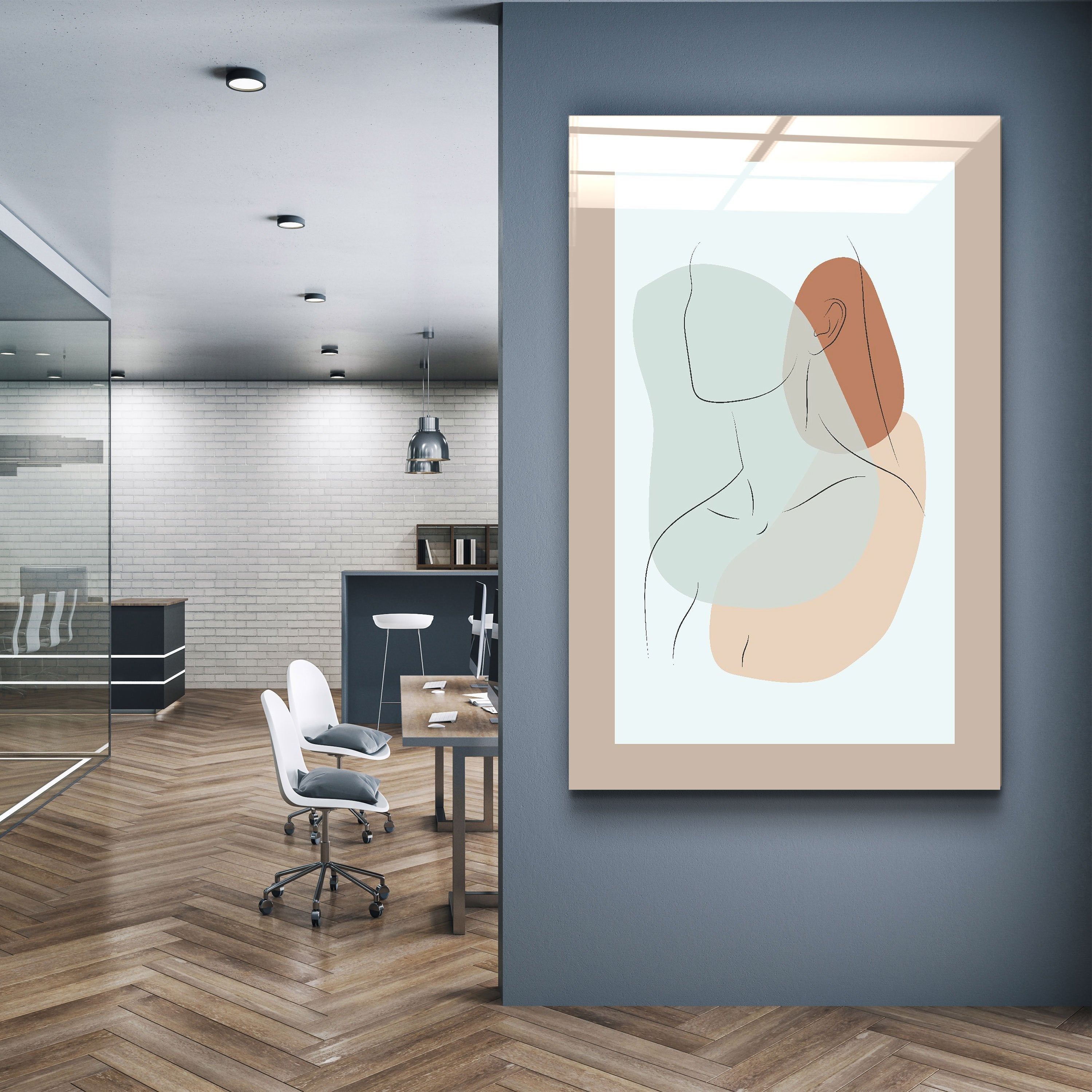 ・"Formes et portrait de femme V3"・Art mural en verre