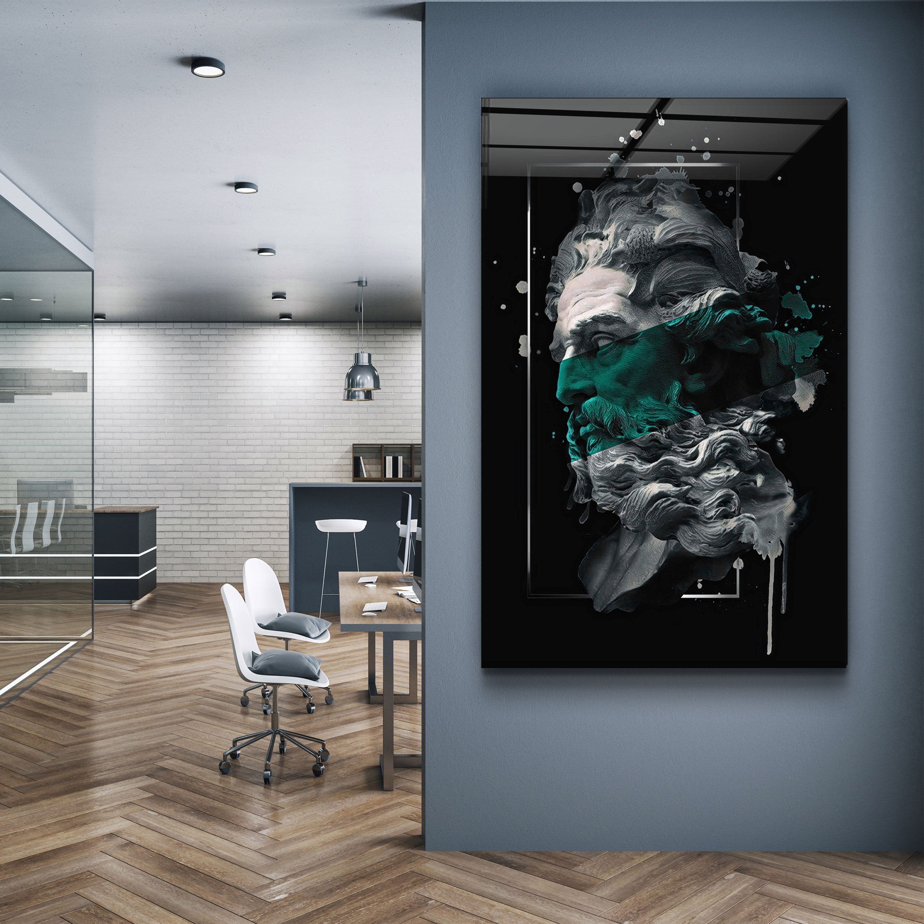 ・"Abstract Green Poseidon"・Glass Wall Art