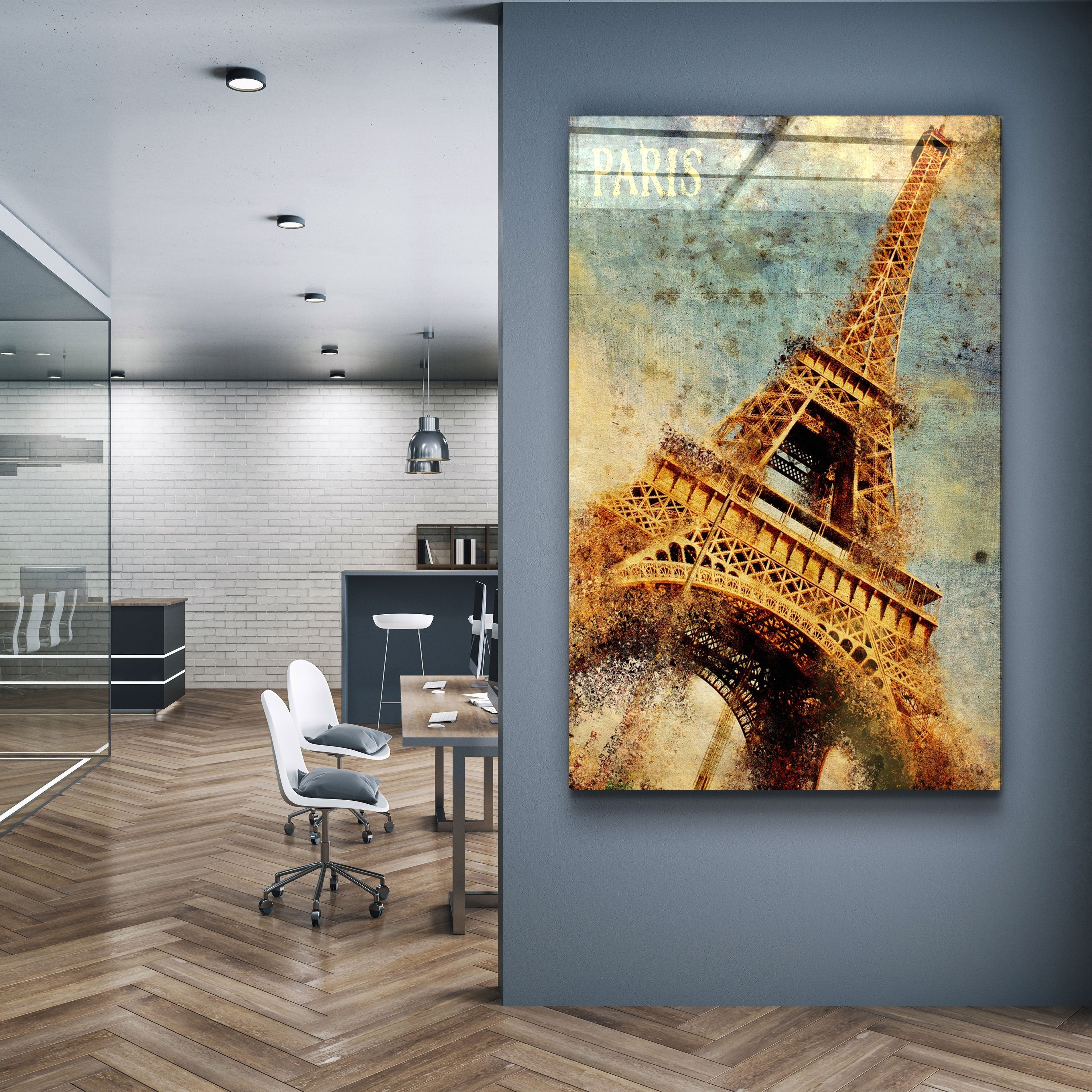 ・"Silhouette Of Eiffel"・Glass Wall Art