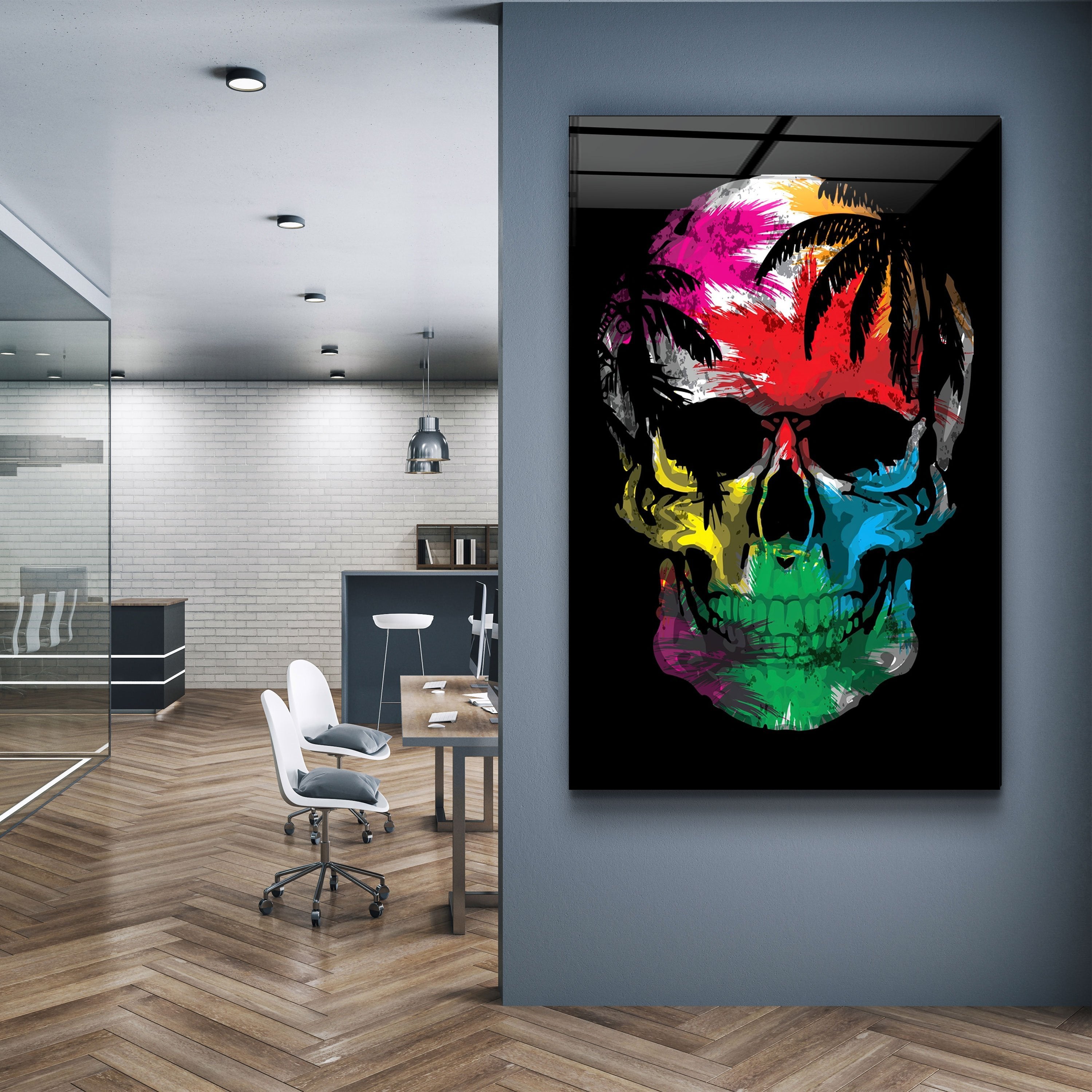 ・"The Palm Skull"・Glass Wall Art