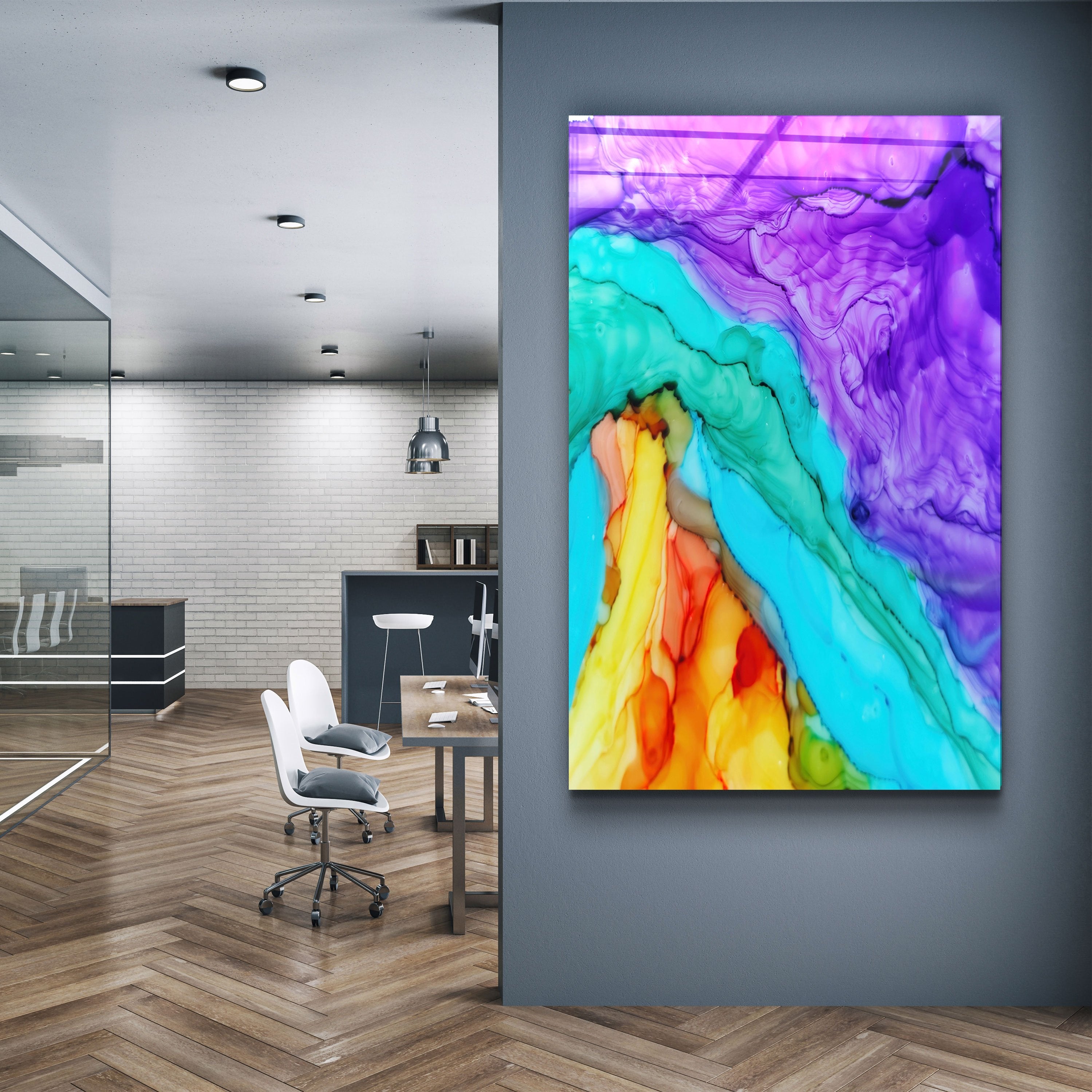 ・"Colorful Marble"・Glass Wall Art