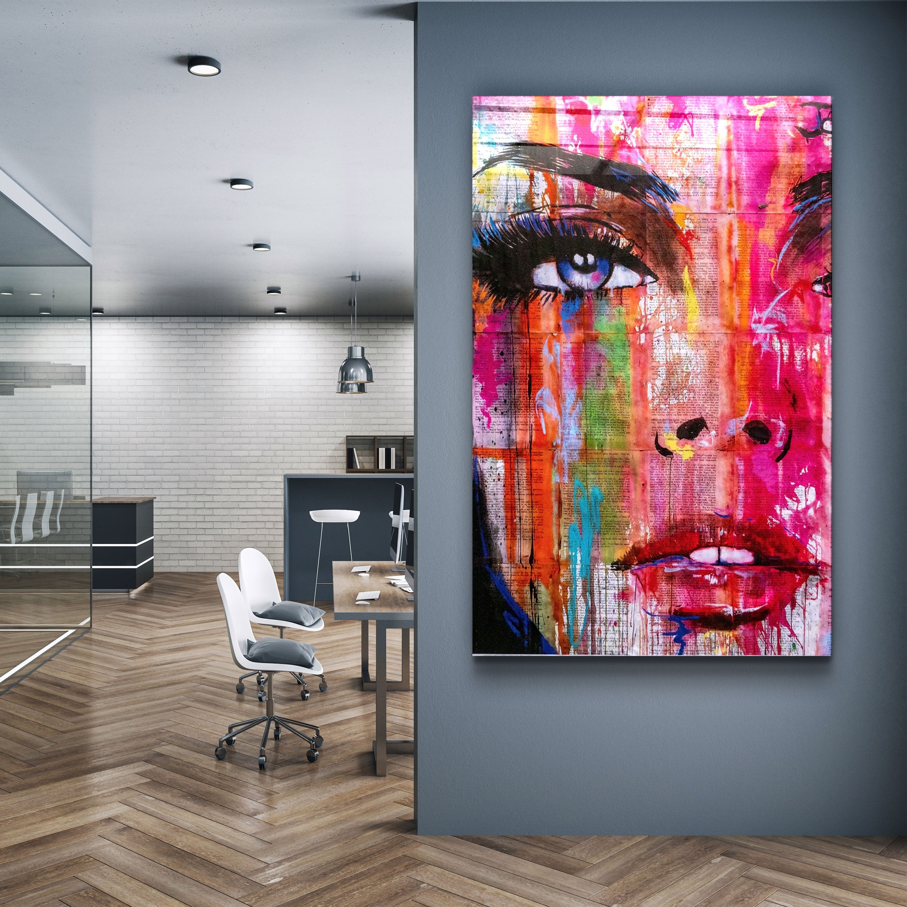 ・"Visage de femme coloré"・Art mural en verre