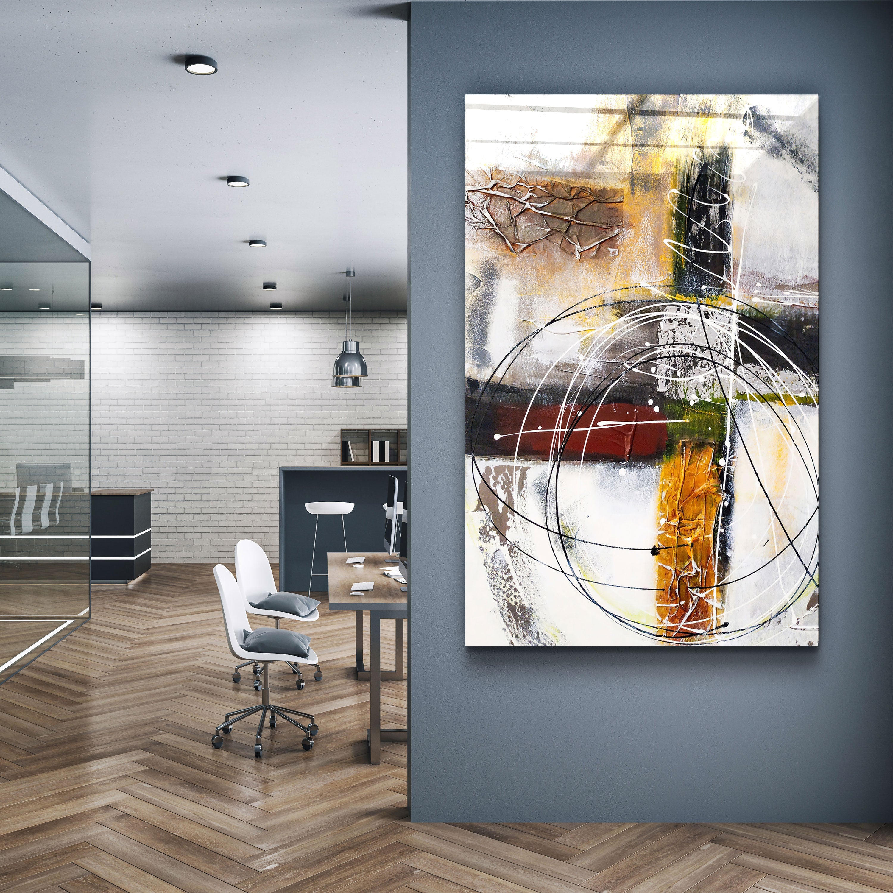 ・"Abstract Oil Painting V2"・Glass Wall Art