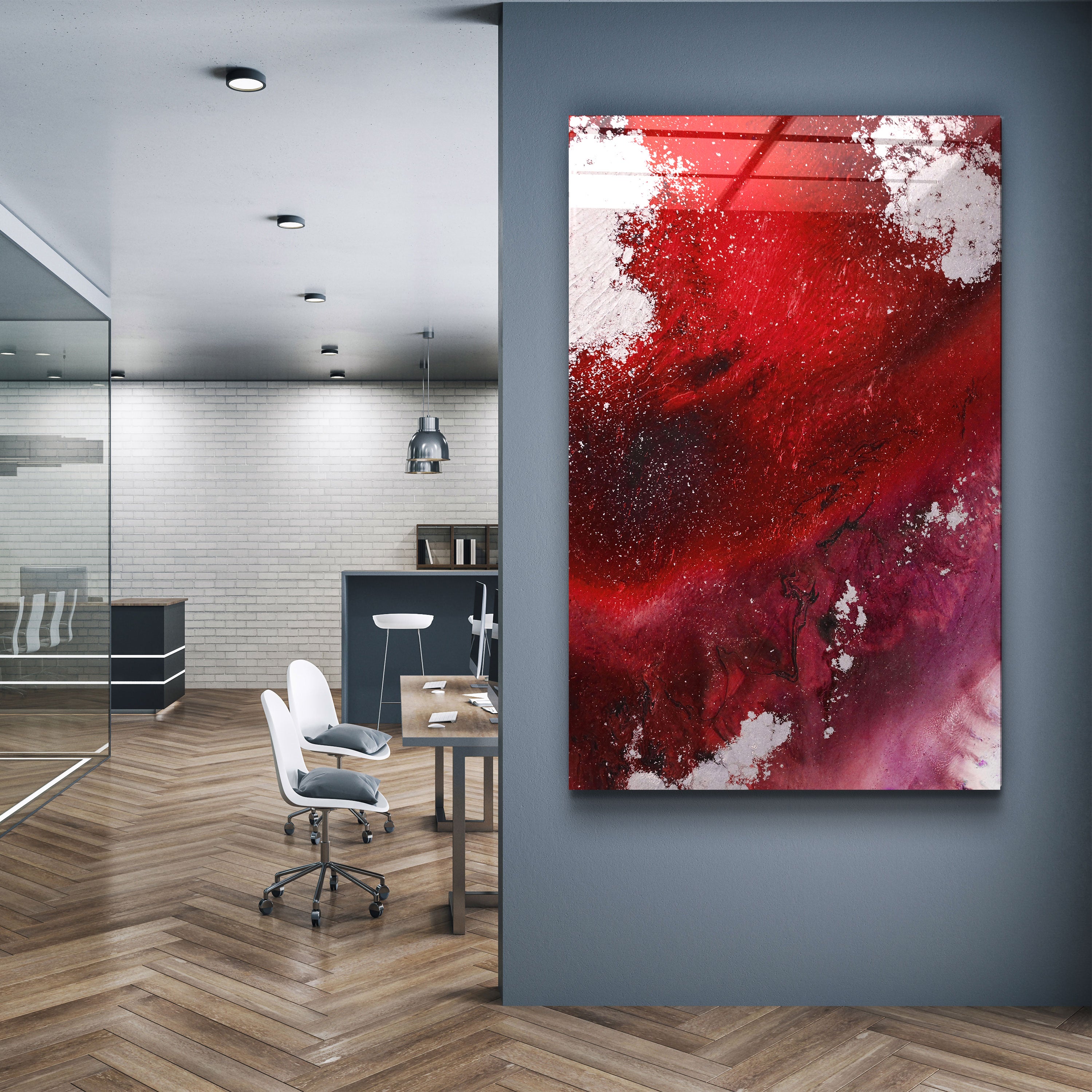 ・"Bird's Eye In Red"・Glass Wall Art