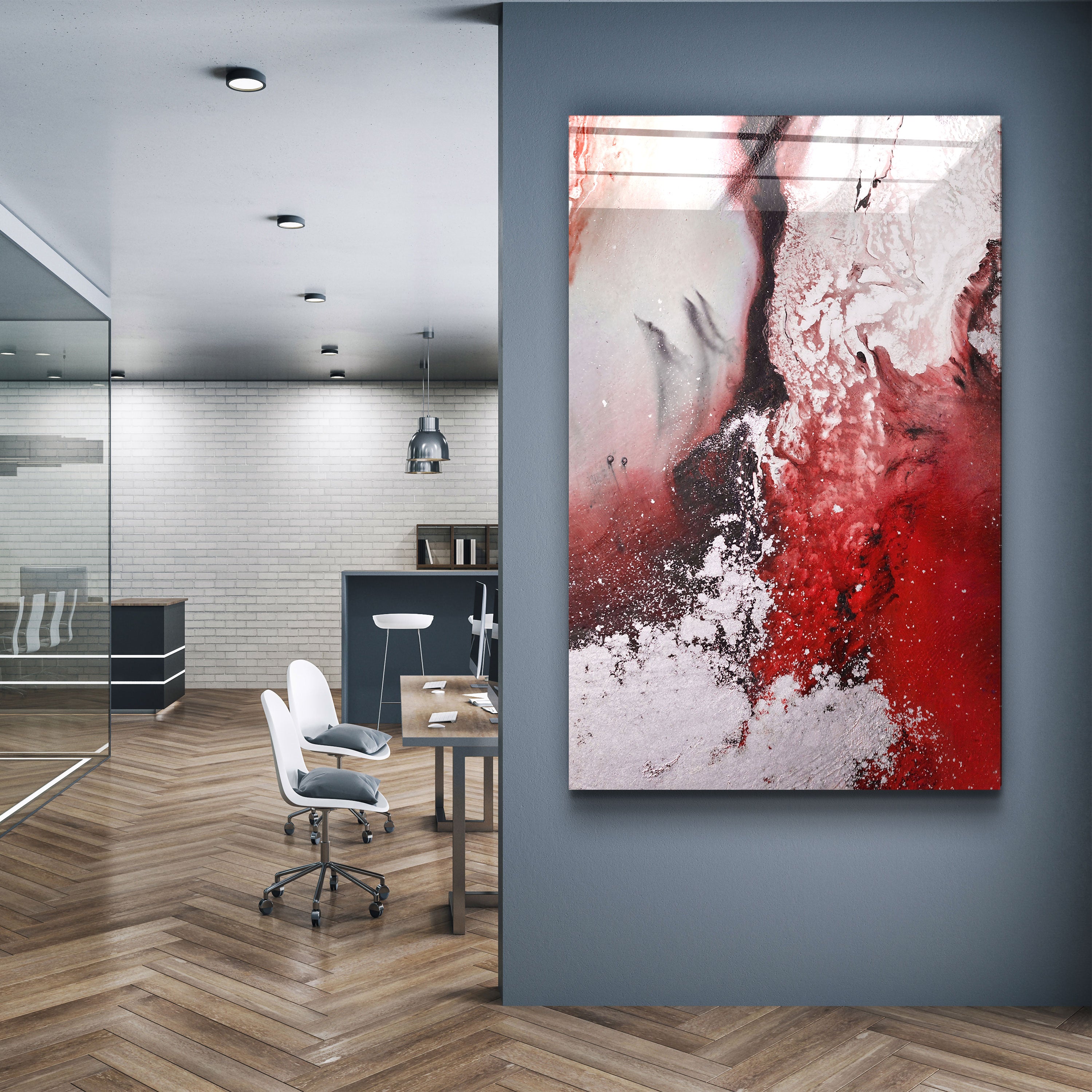 ・"Oeil d'oiseau en rouge V2"・Art mural en verre