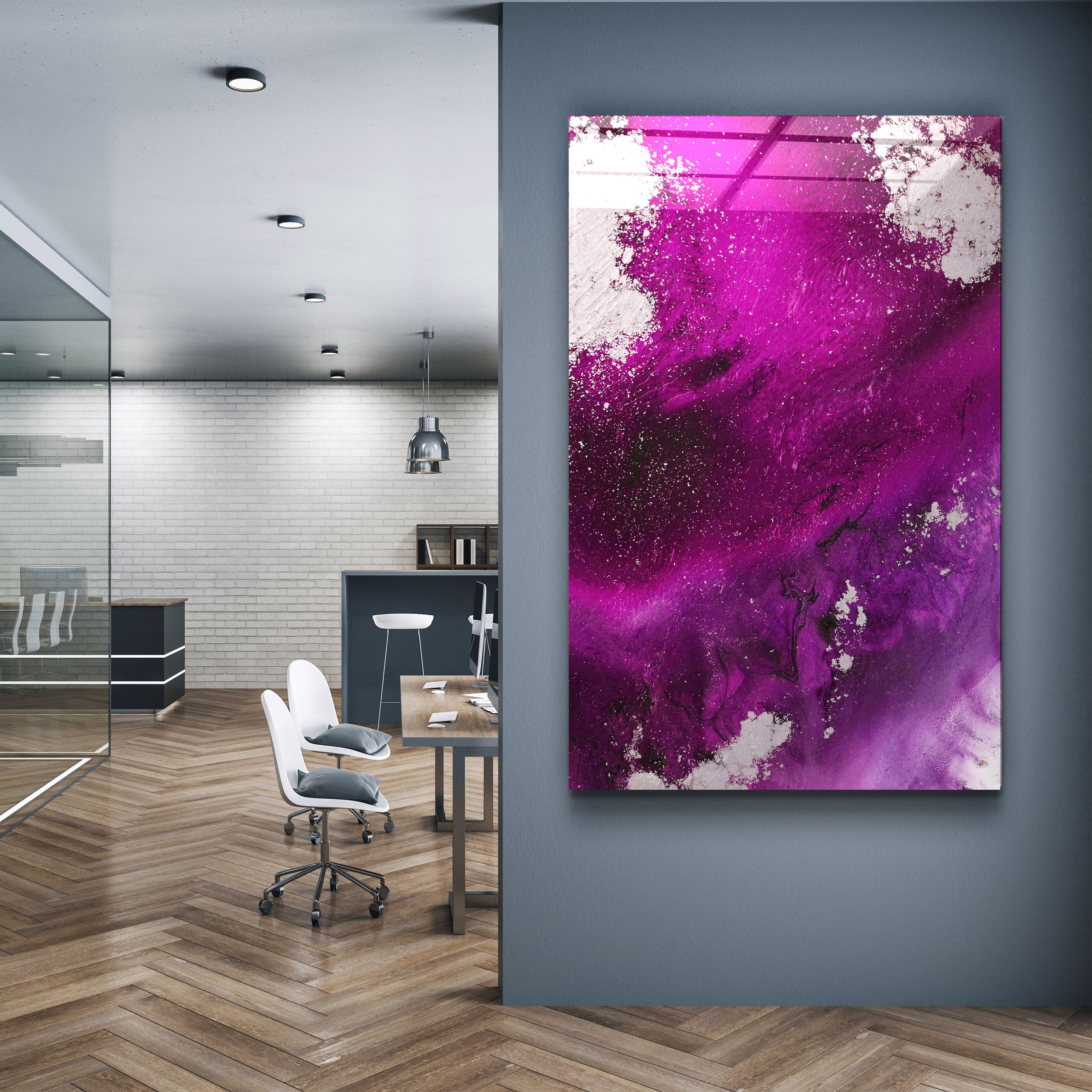 ・"Oeil d'oiseau en violet V3"・Art mural en verre