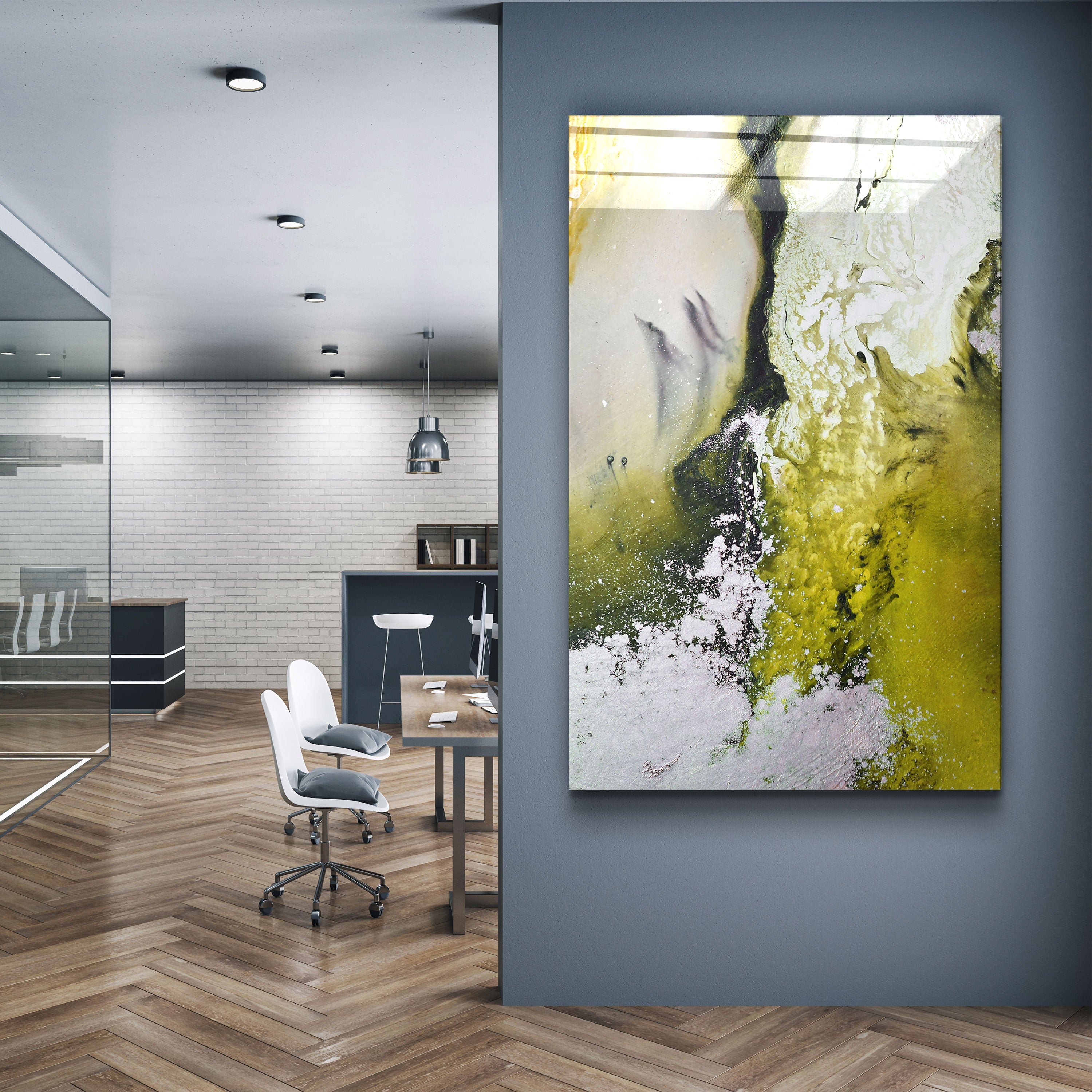 ・"Oeil d'oiseau en jaune V2"・Art mural en verre