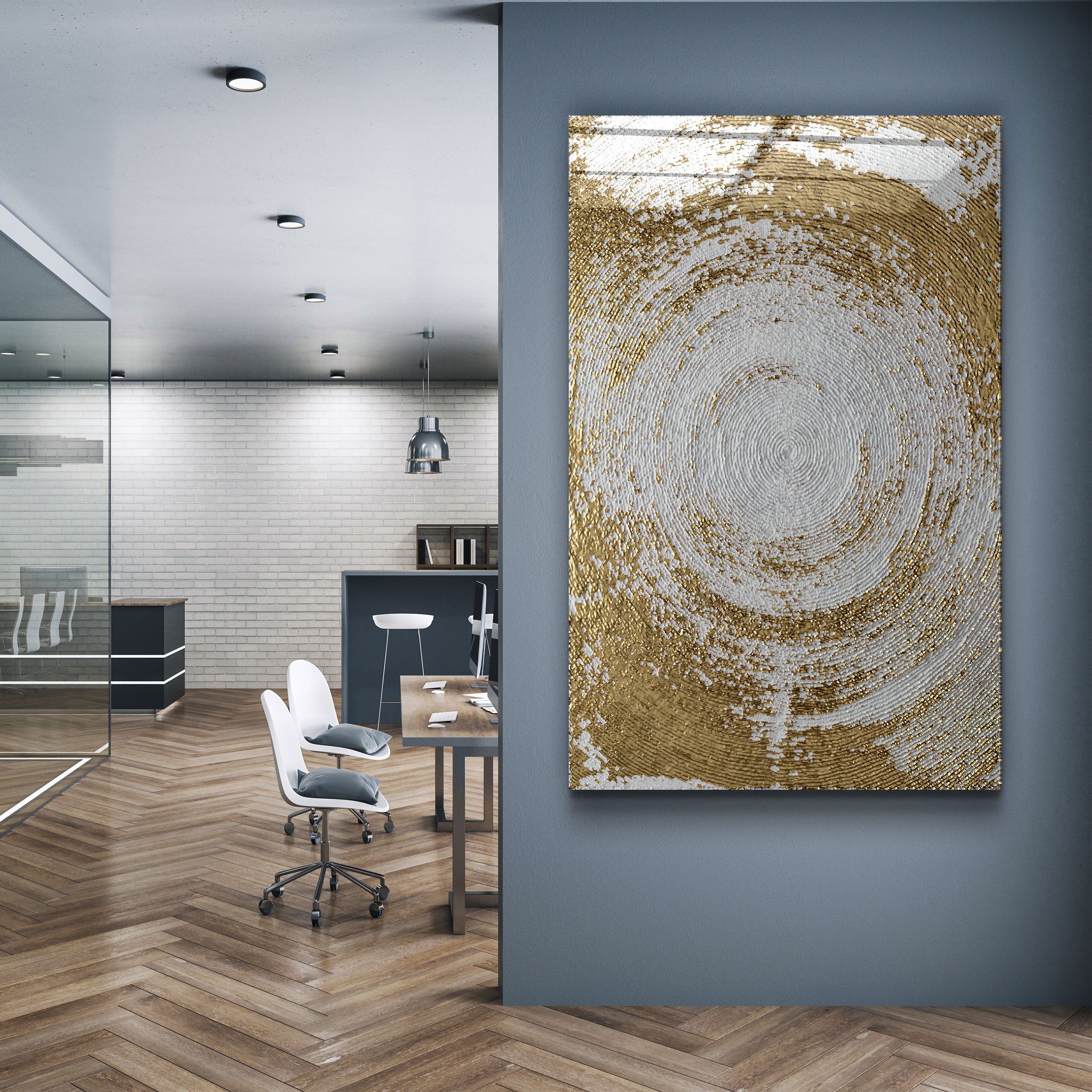 ・"Gold Circle V1"・Glass Wall Art