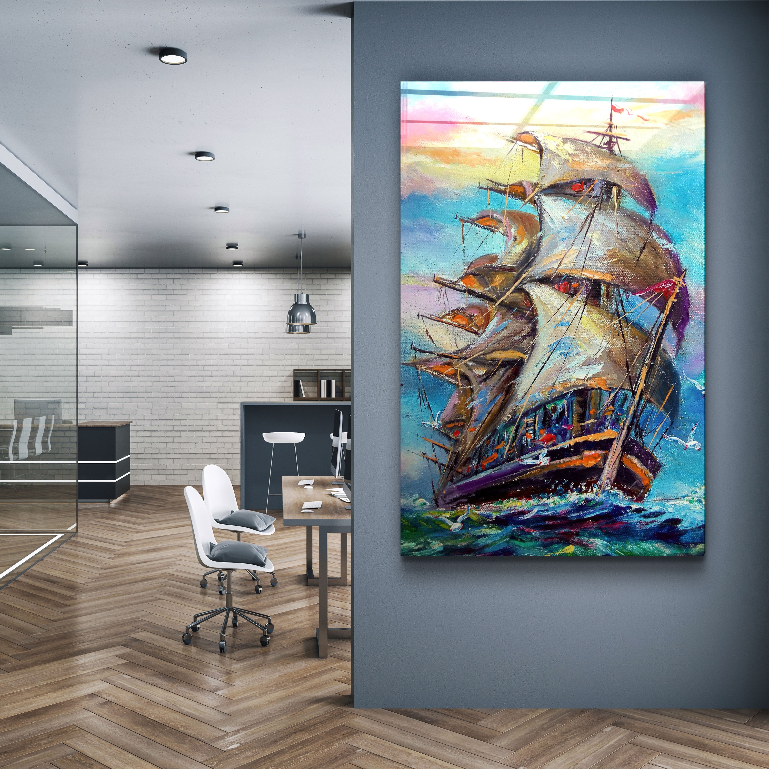 ・"Galleon"・Glass Wall Art