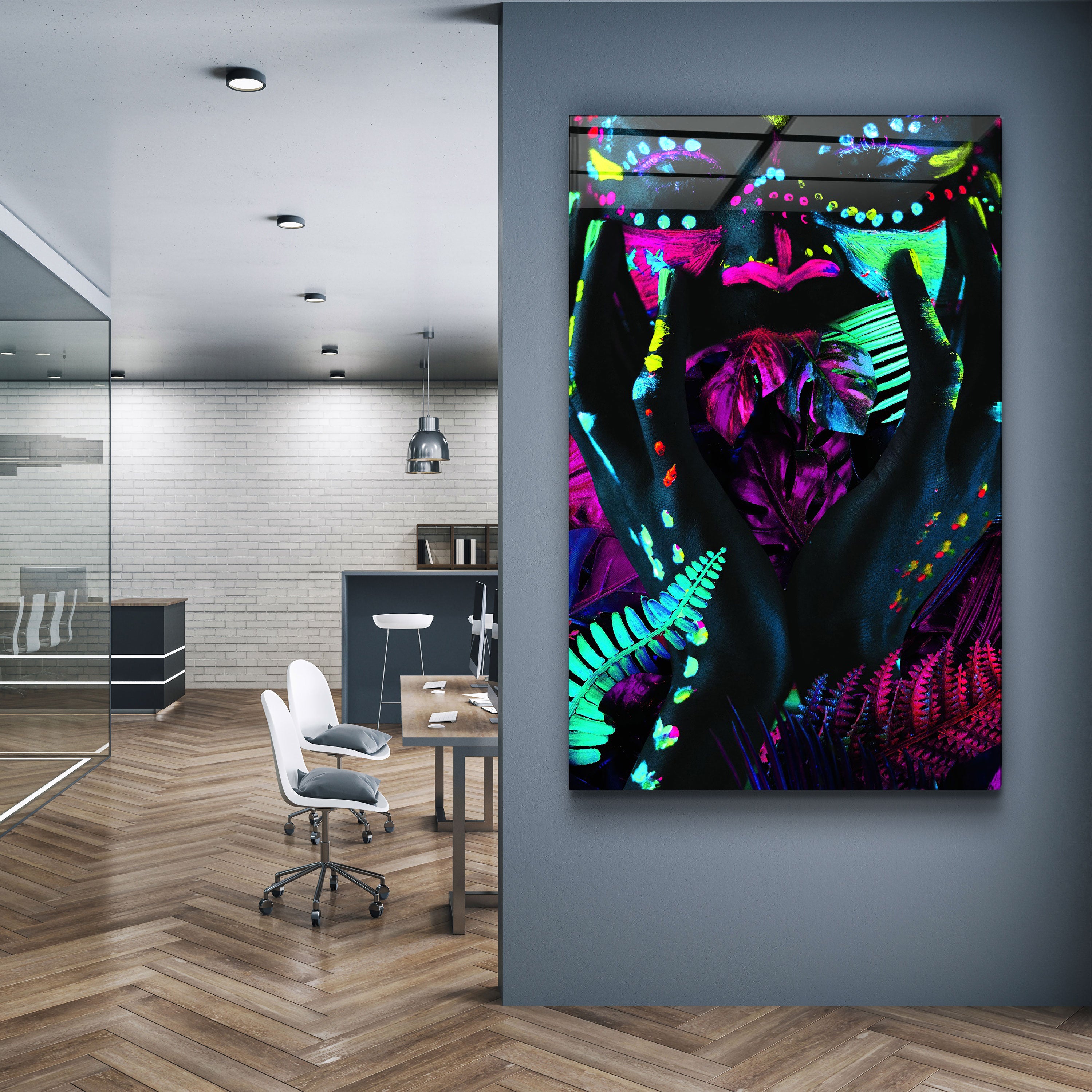 ・"Neon Face"・GLASS WALL ART