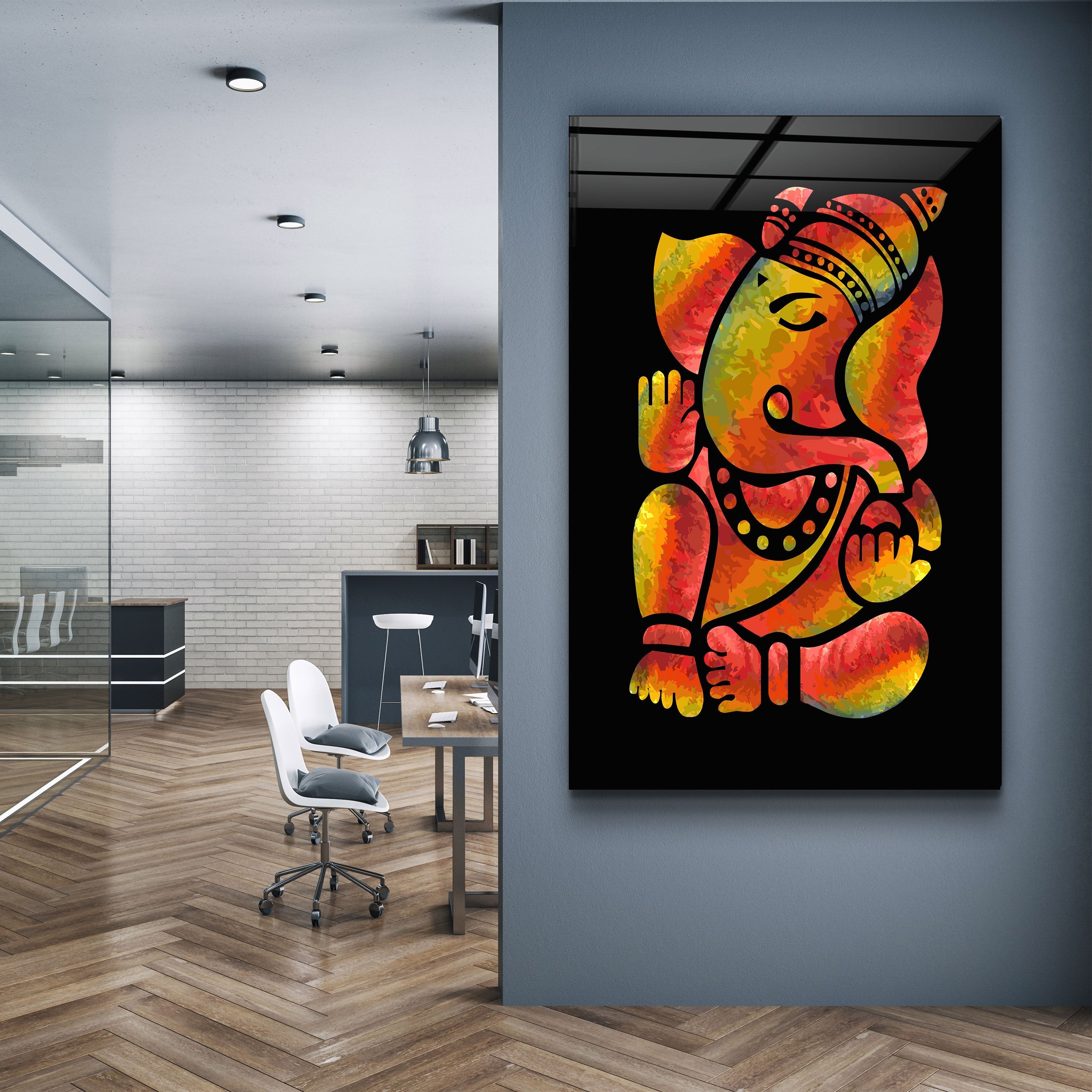 ・"Ganesha"・Glass Wall Art