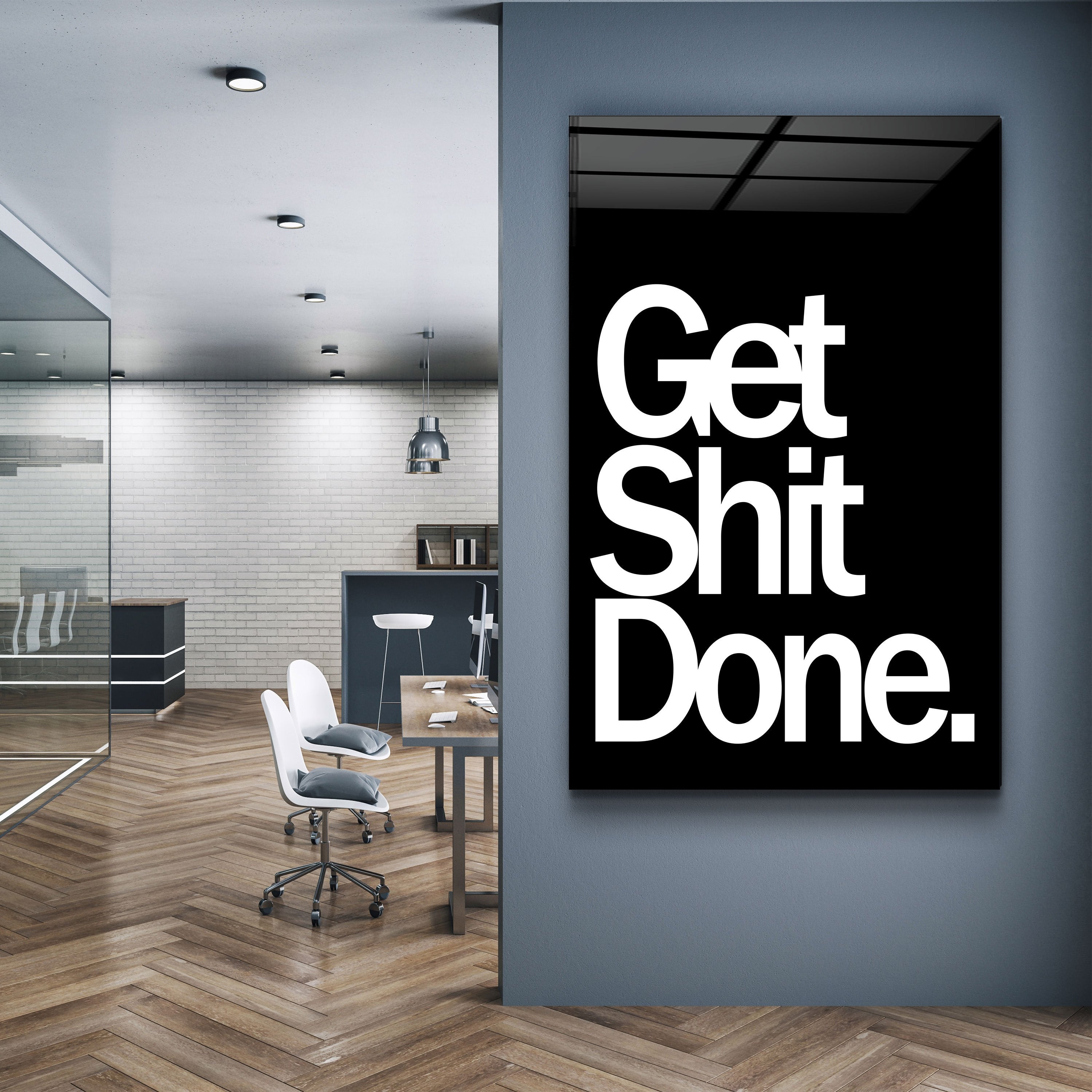 ・"Get X Done Black"・Designers Collection Glass Wall Art